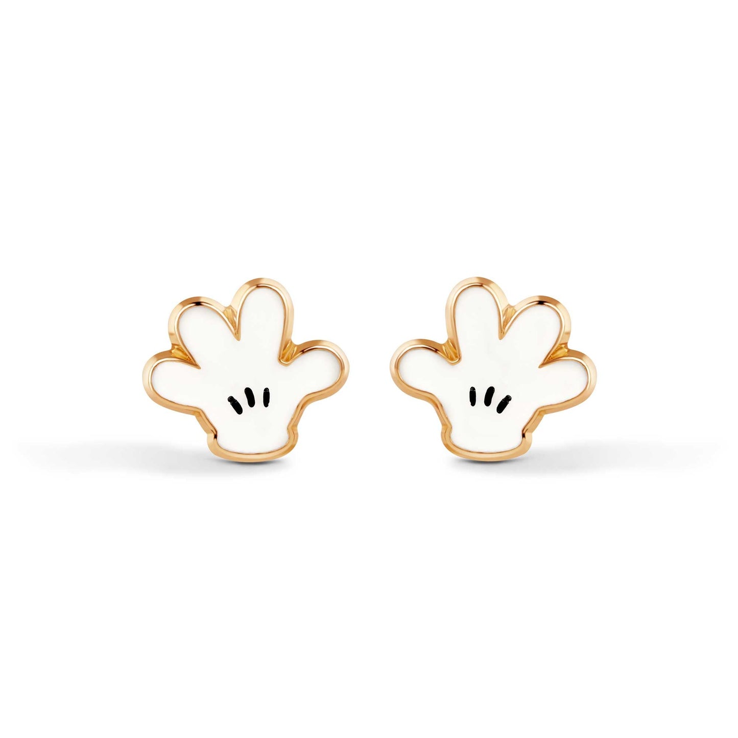 14E00189. - 14 Karat White Enamel Gloves Screw Back Earrings