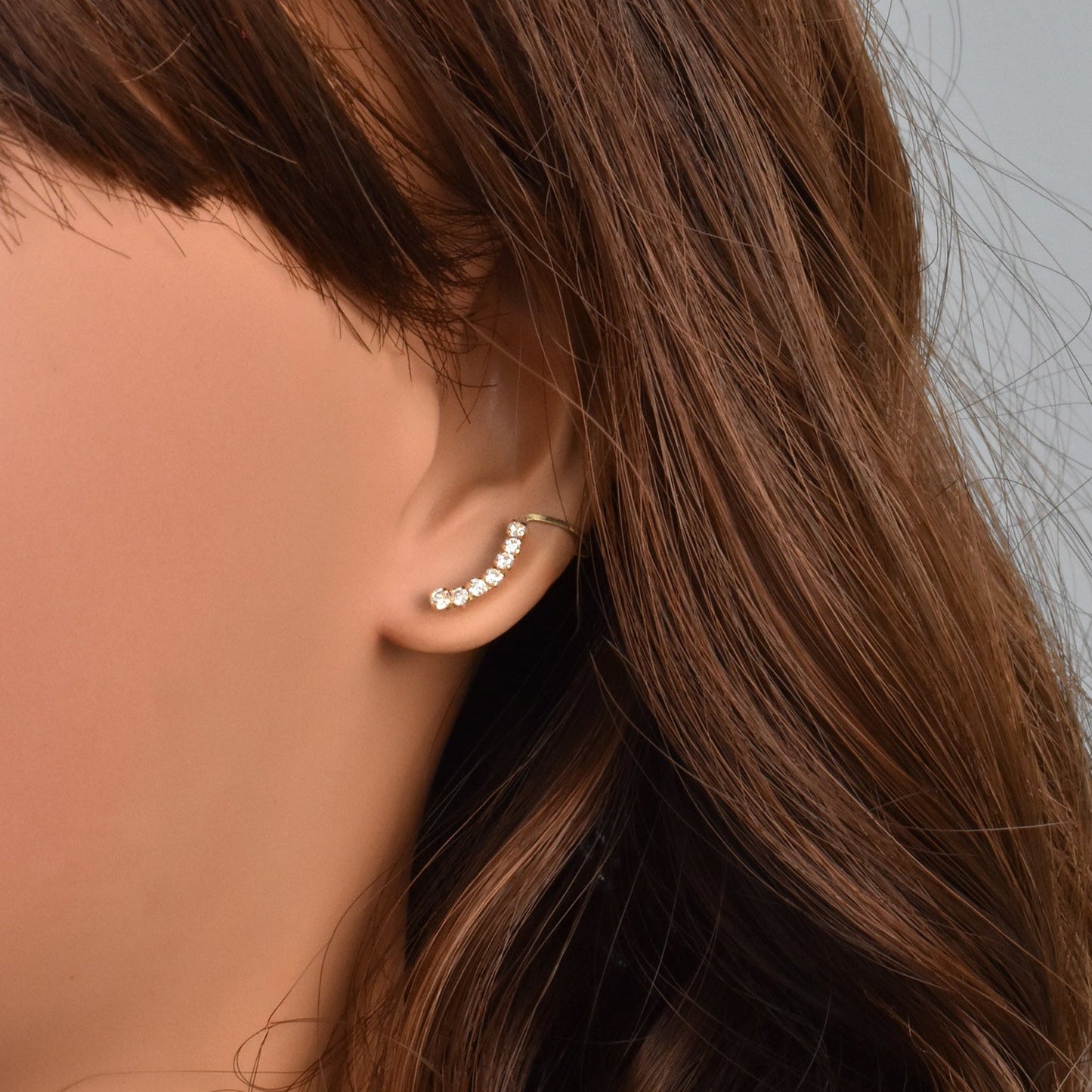 14E00238. - 14 Karat Yellow Gold CZ Crawler Screw Back Earring