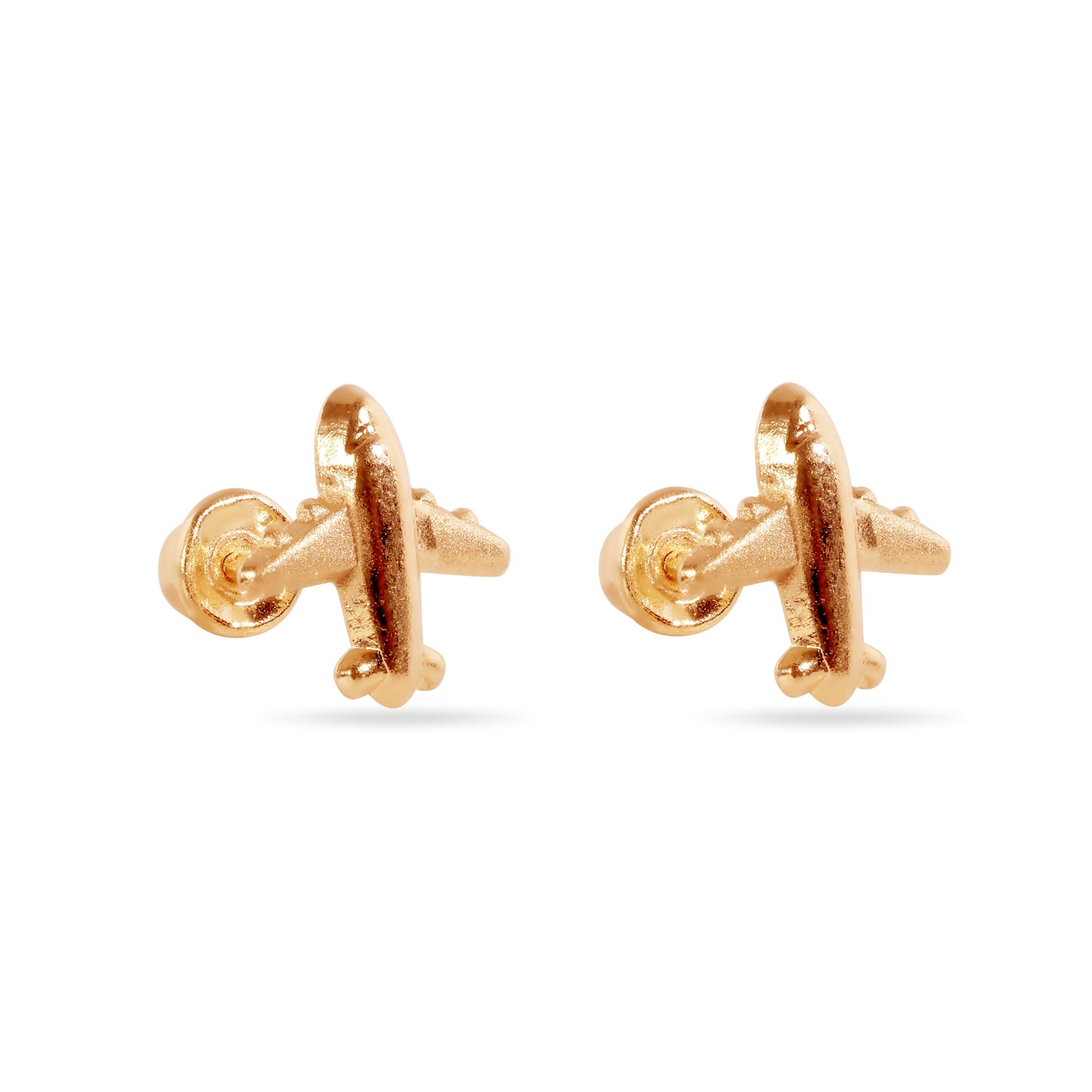 14E00442. - 14 Karat Airplane Screw Back Earrings