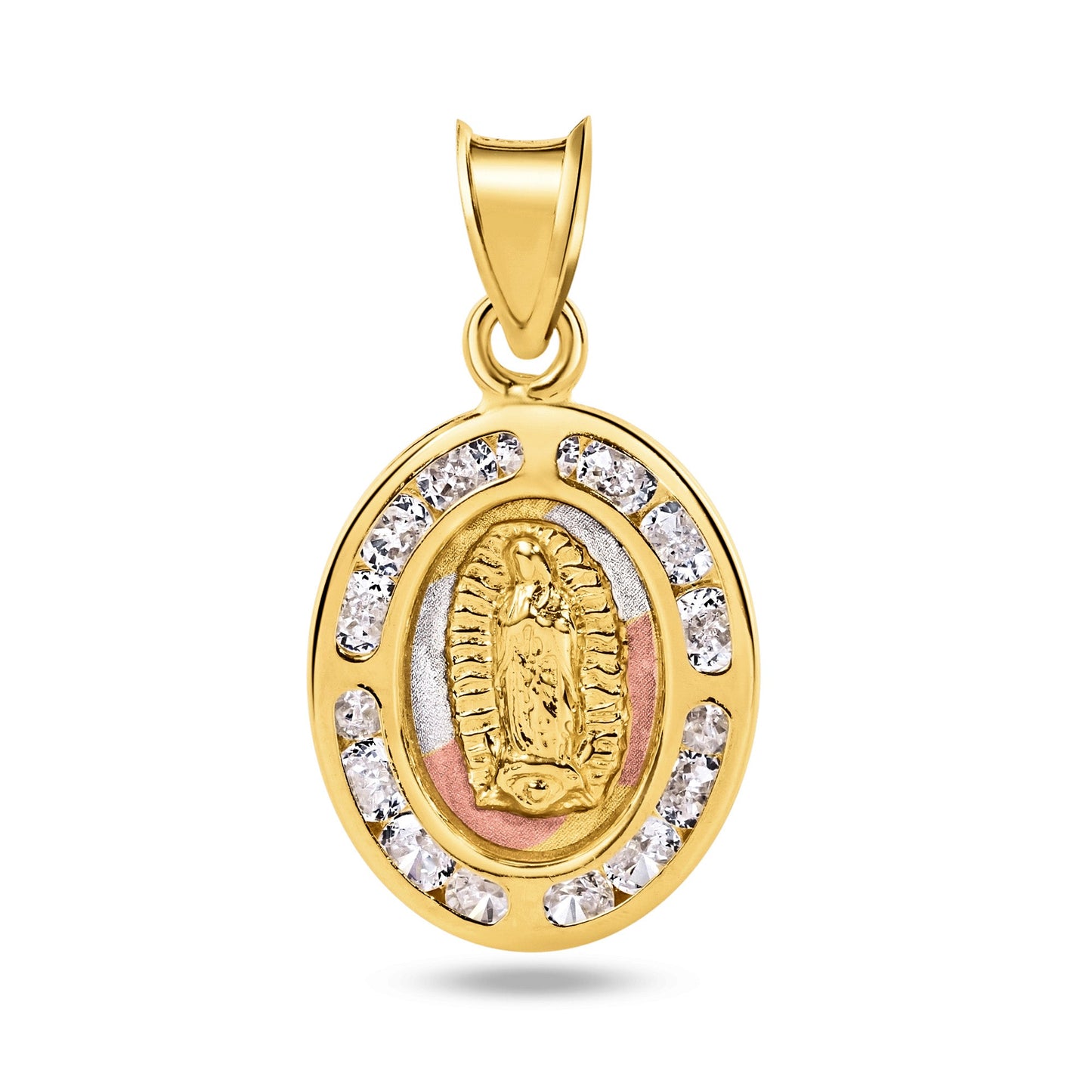 14P00056 - 14 Karat Yellow Gold Guadalupe Clear CZ Pendant