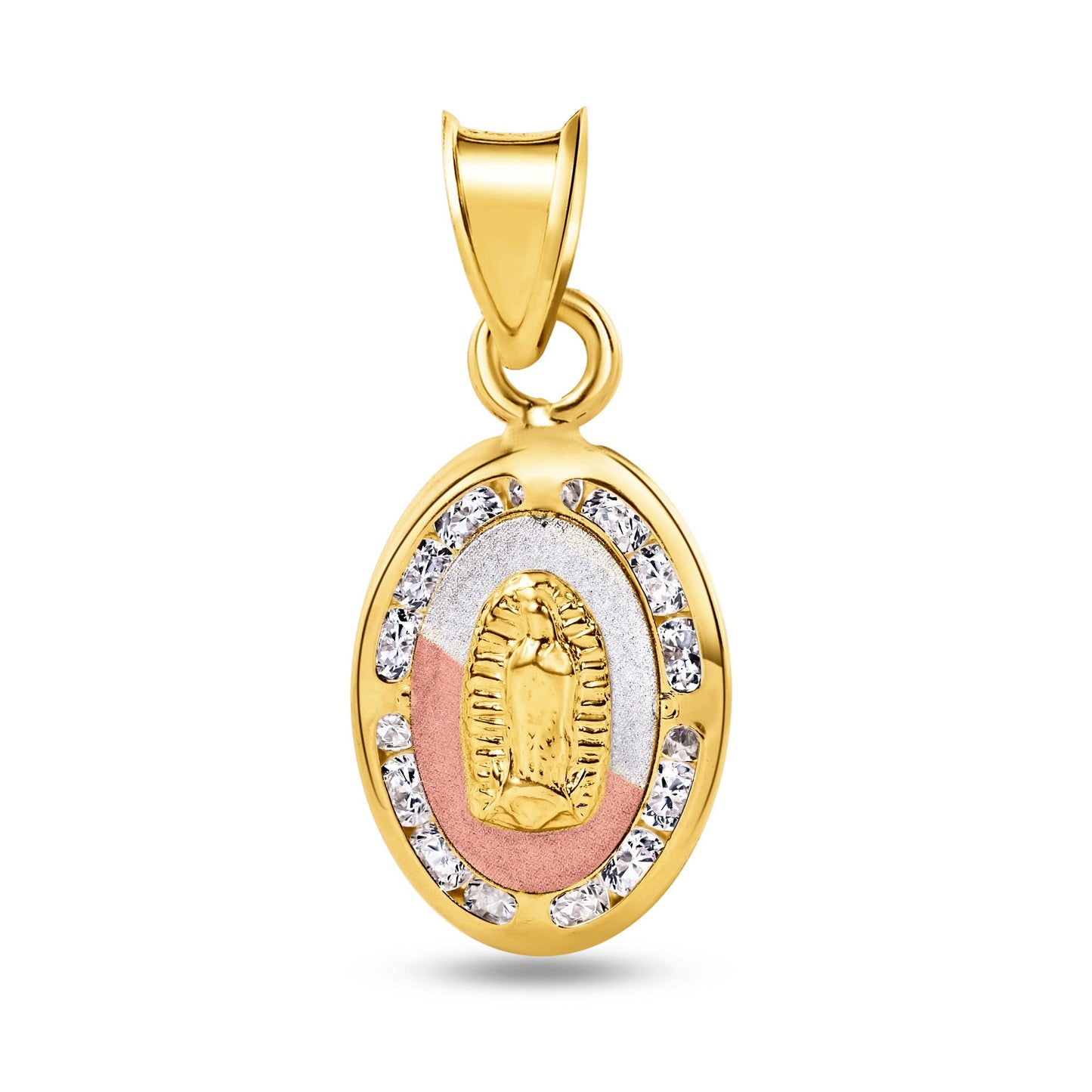 14P00058 - 14 Karat Yellow Gold Guadalupe Two Tone Clear CZ Pendant