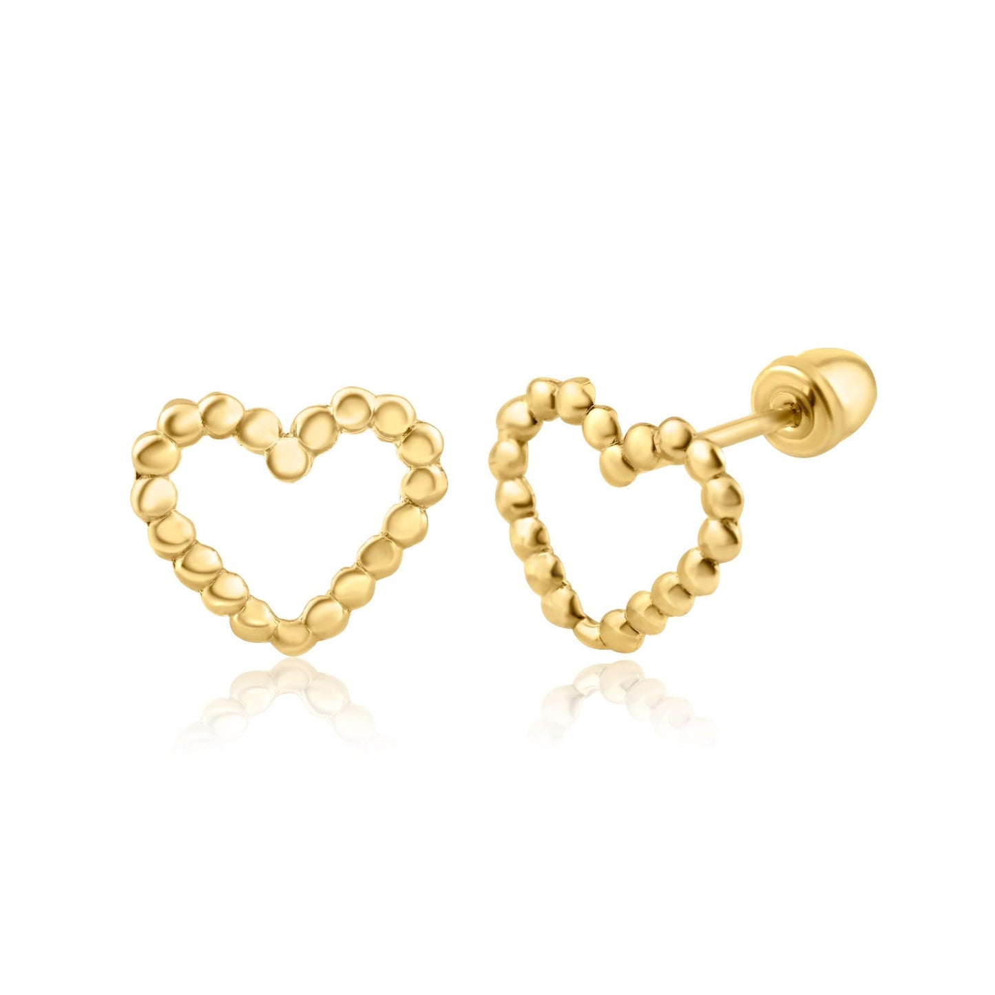 14 Karat Yellow Gold Heart Screw Back Earring | Silver Palace Inc.