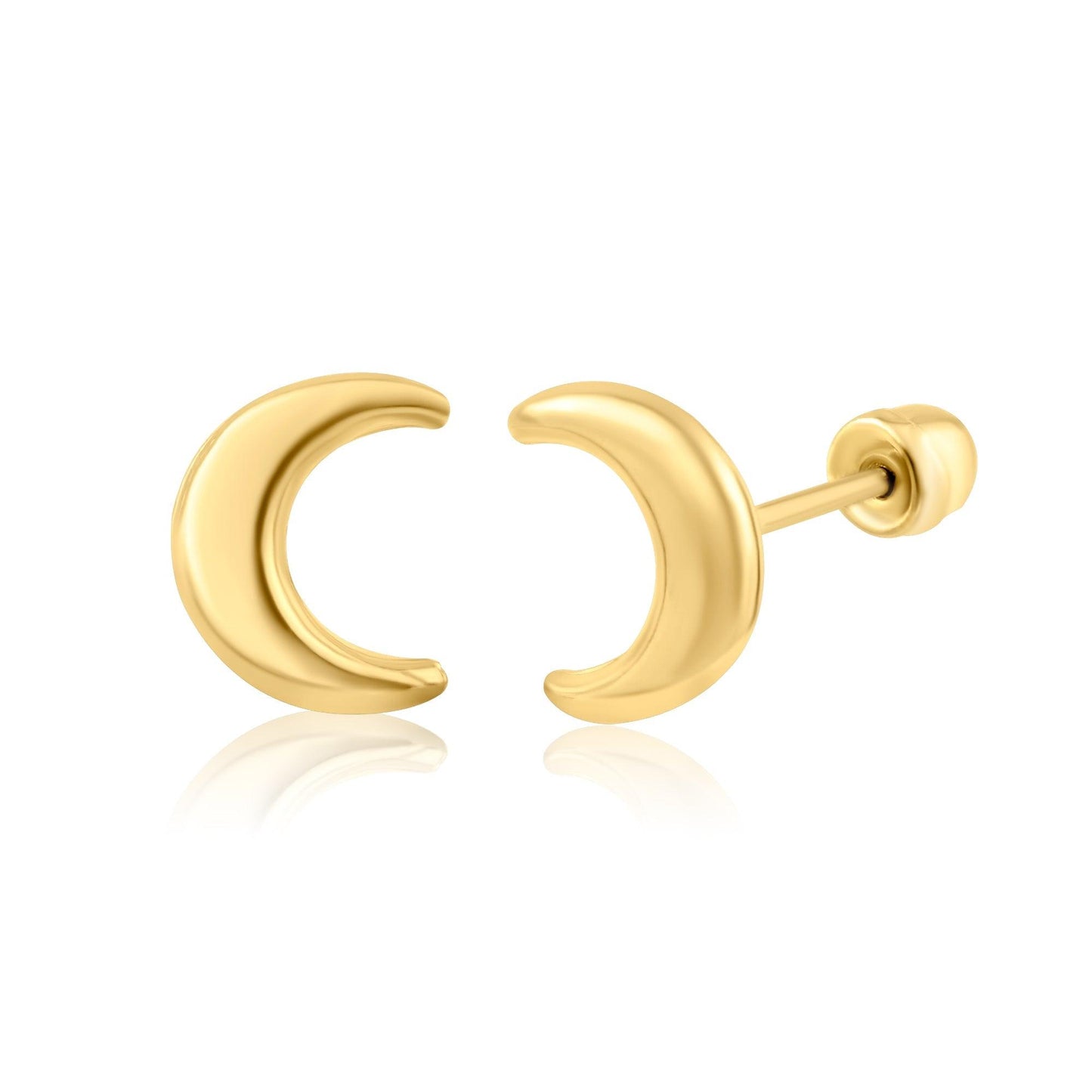 14 Karat Yellow Gold Crescent Screw Back Earring | Silver Palace Inc.