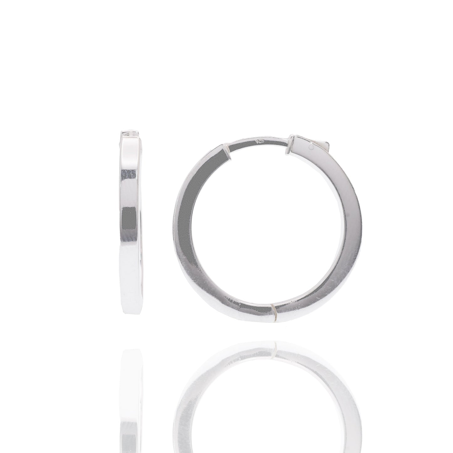 Rhodium Plated 925 Sterling Silver 3mm Hoop Earring - APE00018