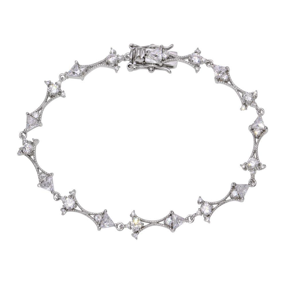 Silver 925 Rhodium Plated CZ Tennis Link Bracelet - BGB00314 | Silver Palace Inc.