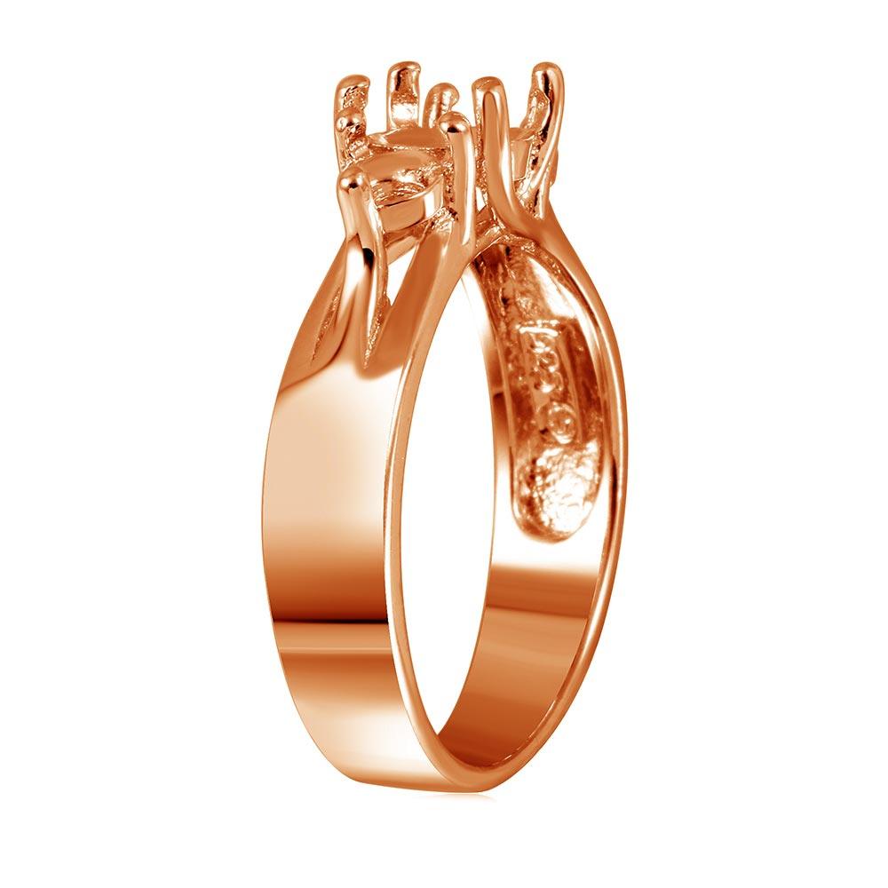 Rose Gold Plated 925 Sterling Silver 3 Stones Mounting Ring - BGR00481RGP