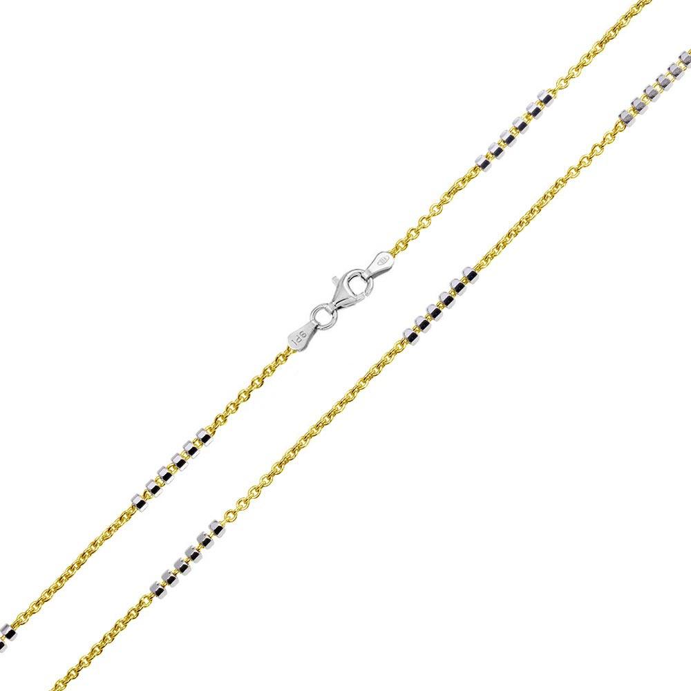 Silver 925 Gold Plated DC 6 Beads Link Chains 1.4mm - CH374 GP | Silver Palace Inc.