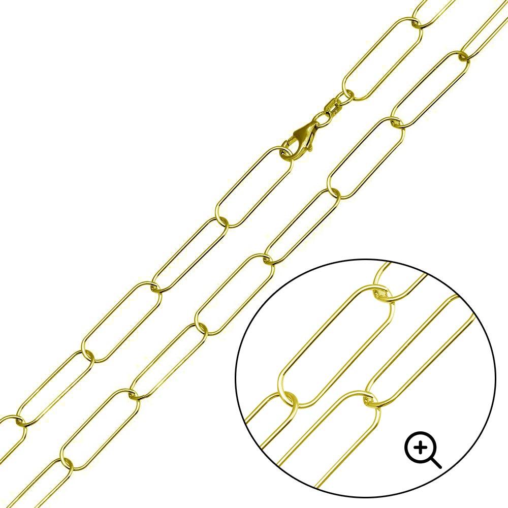 Silver 925 Gold Plated Oval Paperclip Link Chain 6.5mm - CH468 GP | Silver Palace Inc.