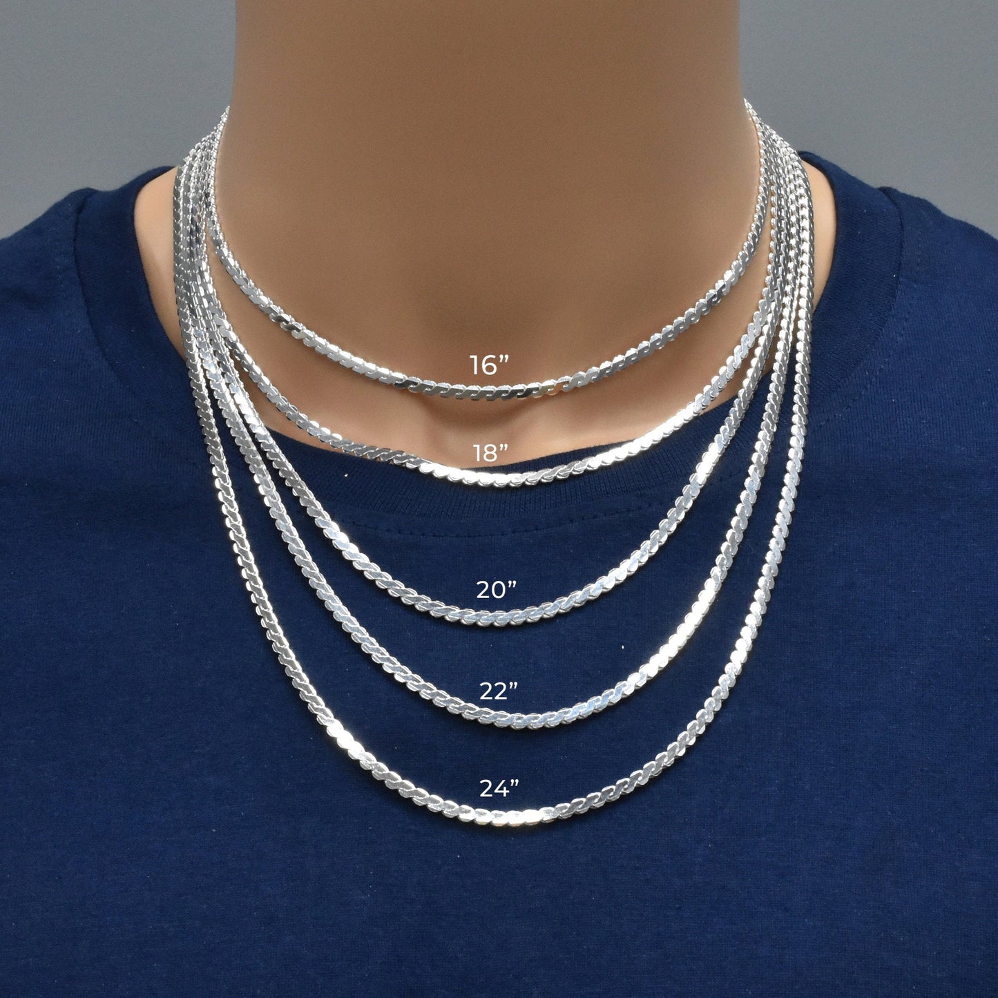 925 Sterling Silver Flat Rope / S Chain 3.4mm - CH751