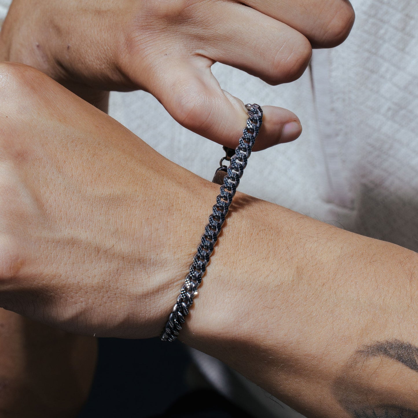 925 Sterling Silver Black Rhodium Miami Curb Platinlux Plated One Sided Pyramid Pave 180 6.3mm Chain or Bracelet - CH955 BLK