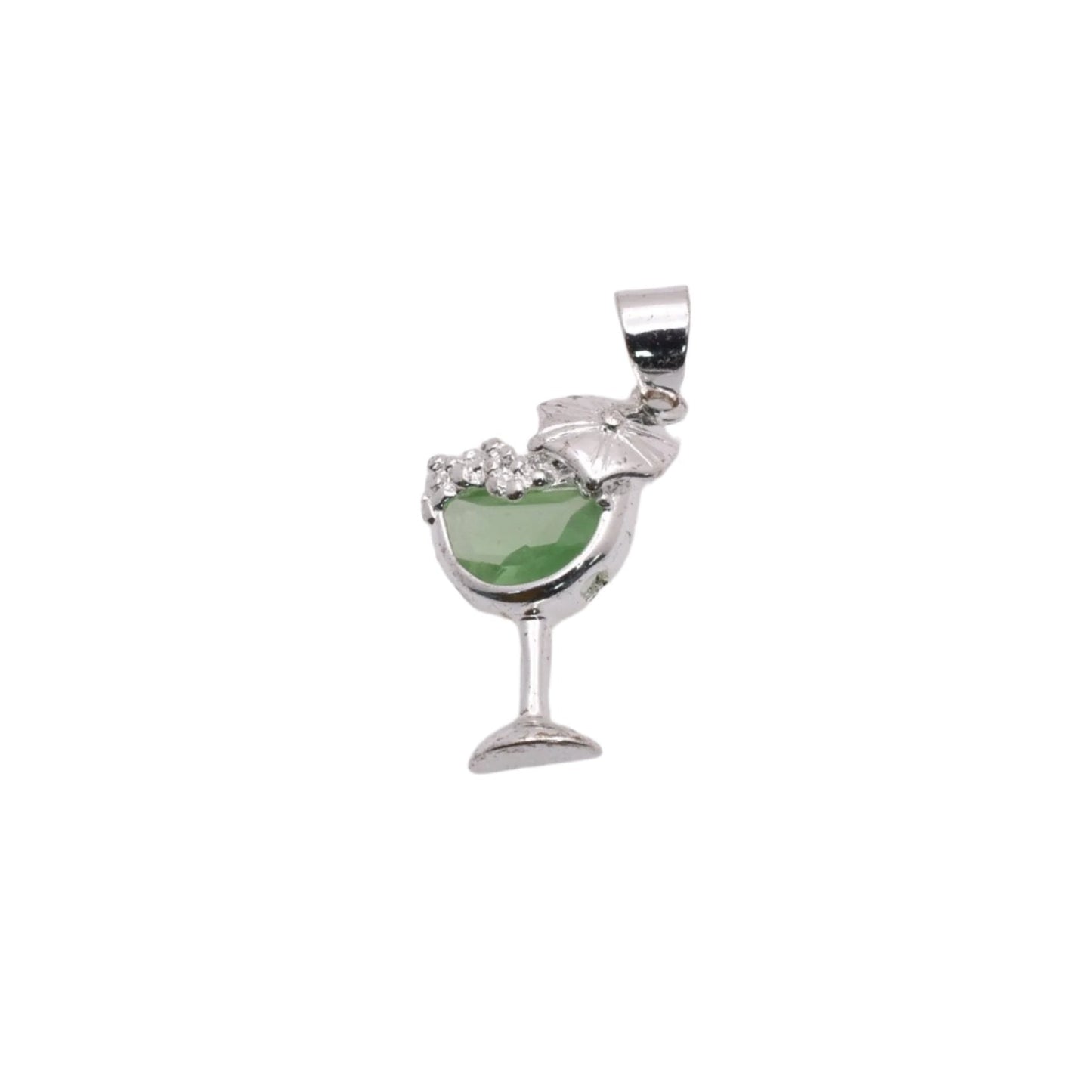 925 Rhodium Plated Sterling Silver Tropical Drink Charm - CHARM00103