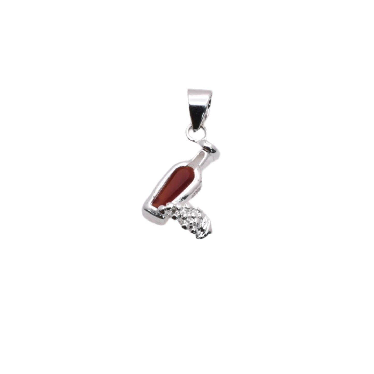 925 Rhodium Plated Sterling Silver Bottled Wine Charm - CHARM00104