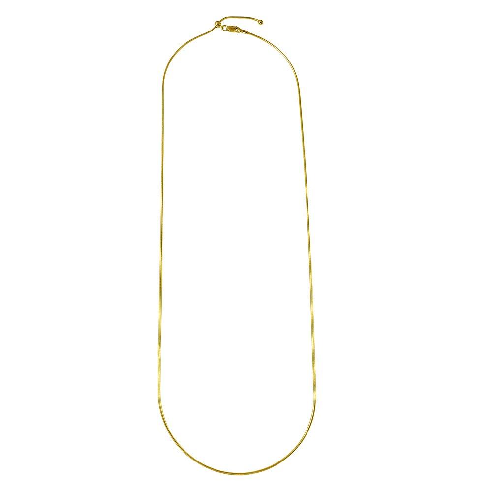 Gold Plated 925 Sterling Silver Round Snake Slider Adjustable Chain Necklace - DIN00012GP
