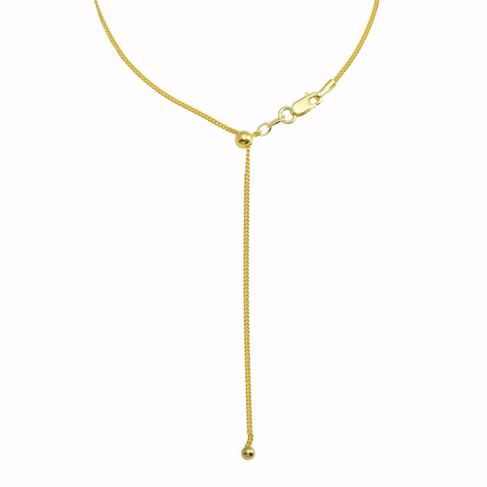 Silver 925 Gold Plated Adjustable Curb Slider Chain with Hanging Bead- DIN00110GP | Silver Palace Inc.