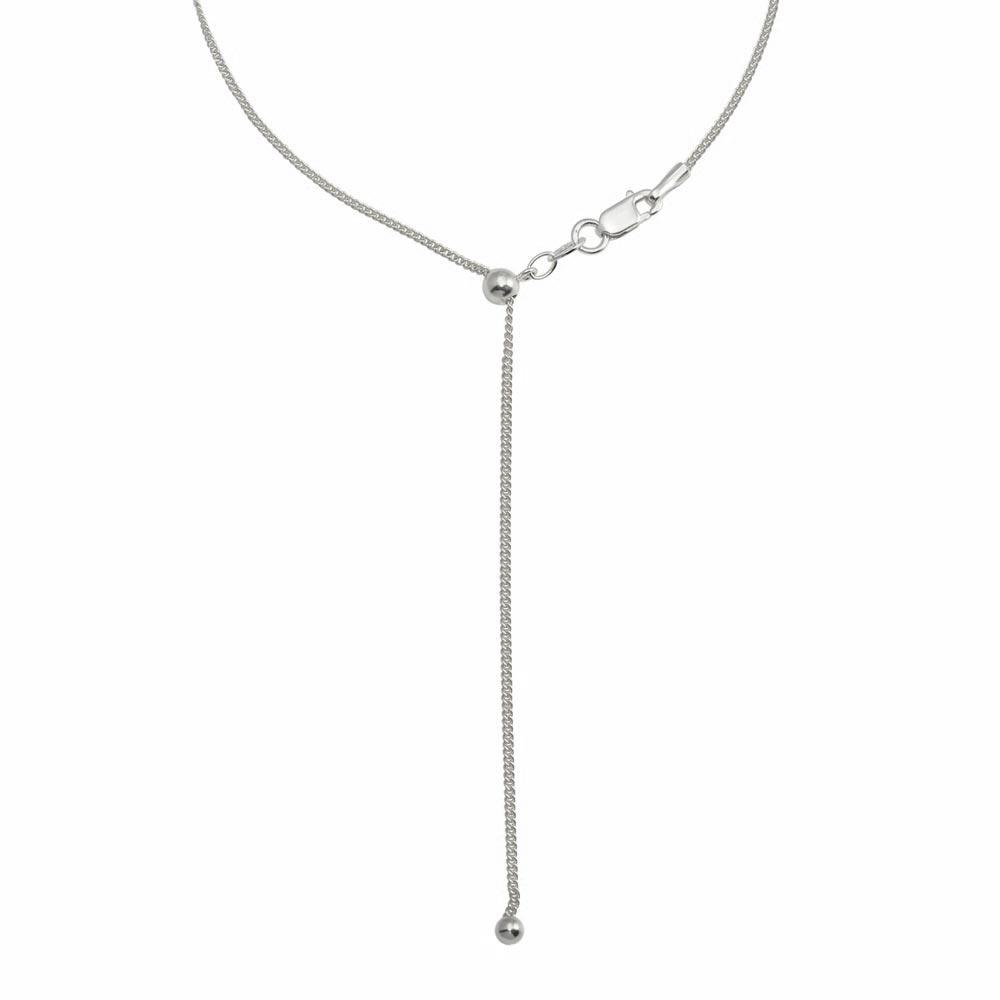 Silver 925 Rhodium Plated Adjustable Curb Slider Chain with Hanging Bead- DIN00110RH | Silver Palace Inc.