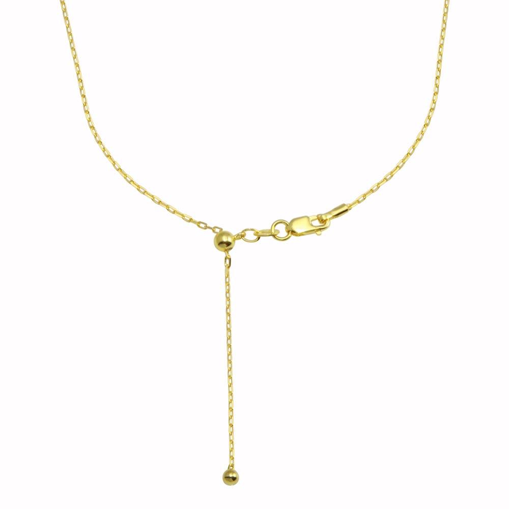 Silver 925 Gold Plated Adjustable Link Slider Chain with Hanging Bead- DIN00111GP | Silver Palace Inc.