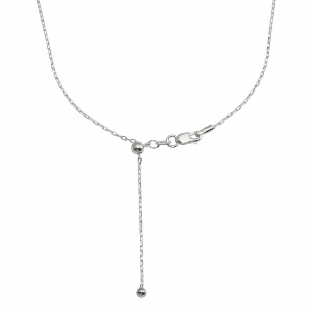 Silver 925 Rhodium Plated Adjustable Link Slider Chain with Hanging Bead- DIN00111RH | Silver Palace Inc.