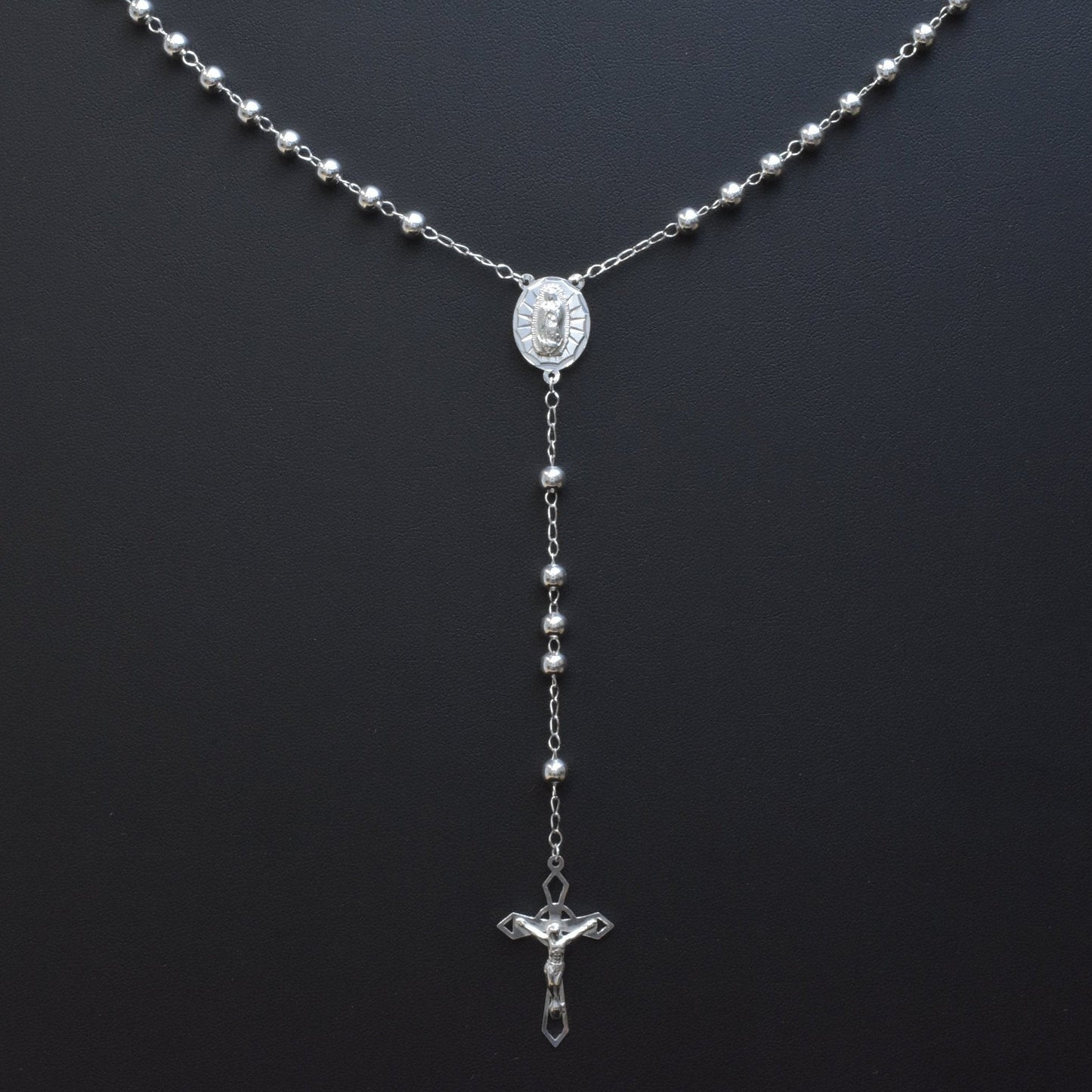High Polished 925 Sterling Silver 6mm Smooth Bead Rosary - ORP00005