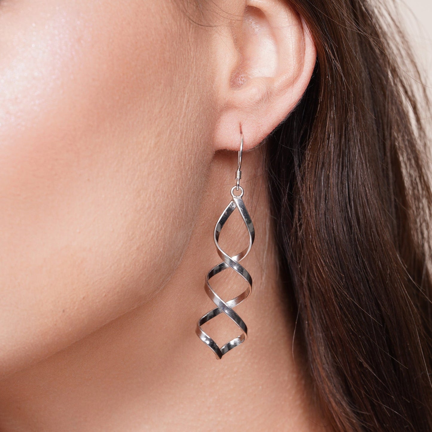 Rhodium Plated 925 Sterling Silver Spiral Earrings - DSE00020