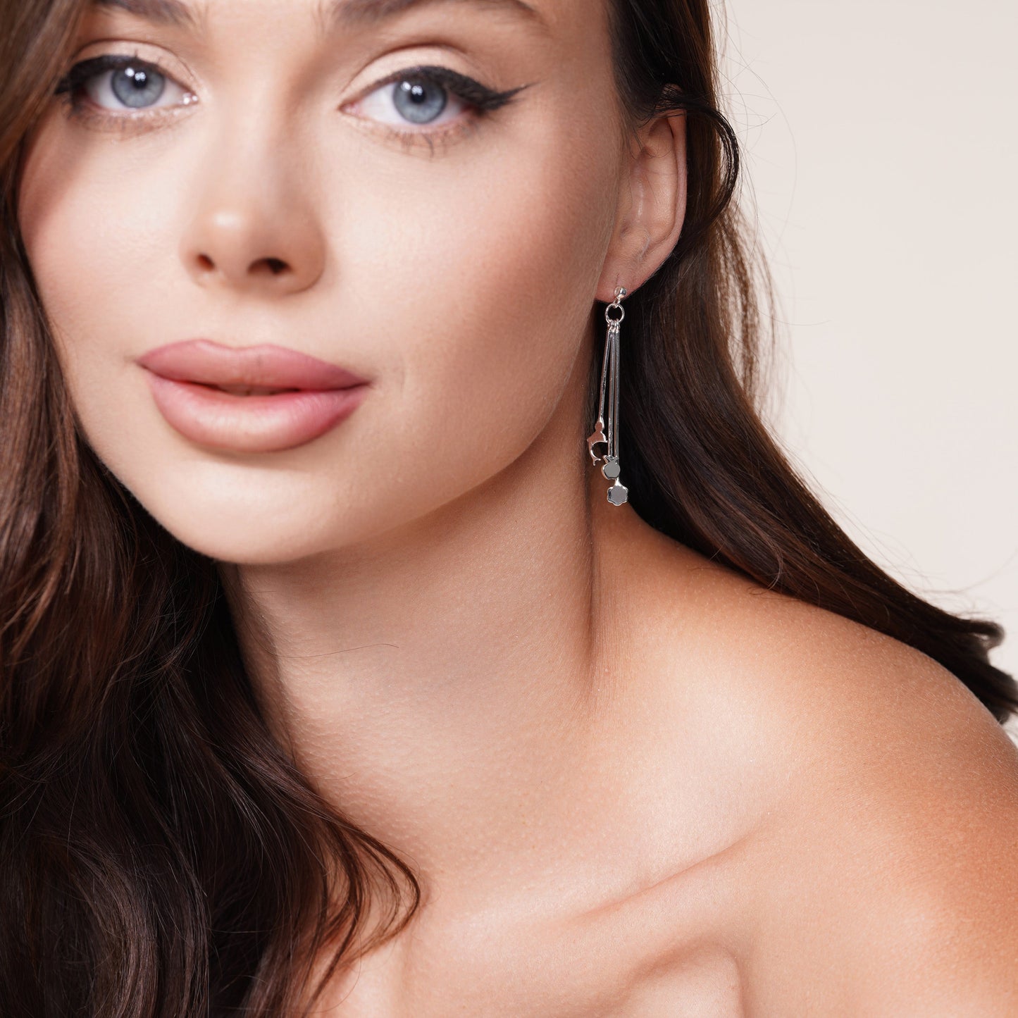 Rhodium Plated 925 Sterling Silver Multi Dangle Earrings - DSE00026