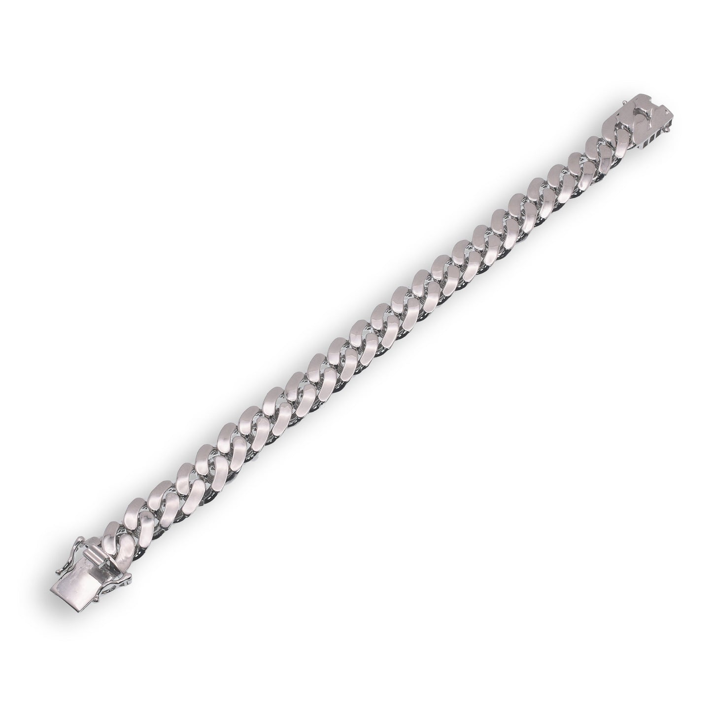 Rhodium Plated 925 Sterling Silver Miami Cuban Hollow Link Bracelet 10mm - GMB00083