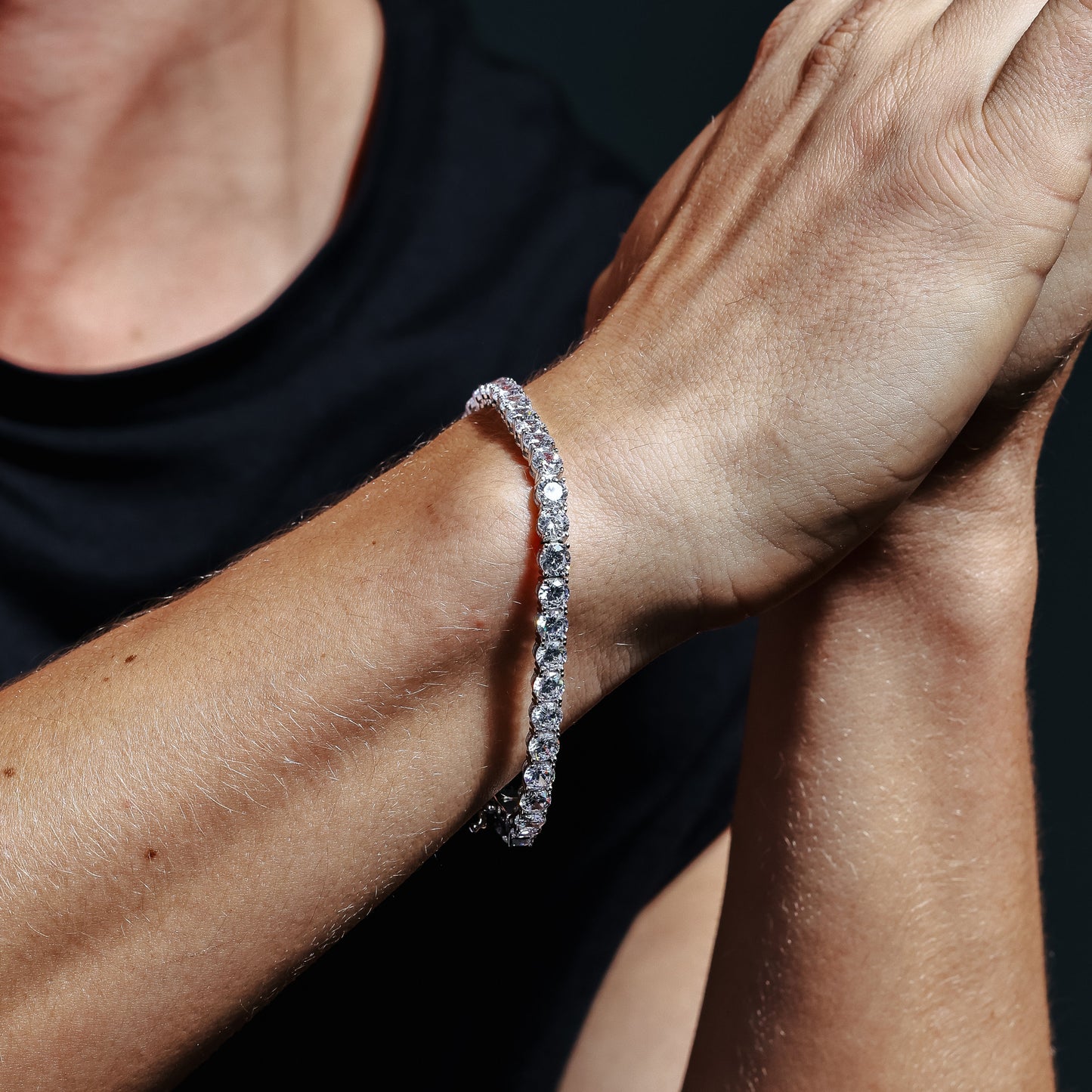 Rhodium Plated 925 Sterling Silver Round CZ Tennis Bracelet 5mm - GMB00087