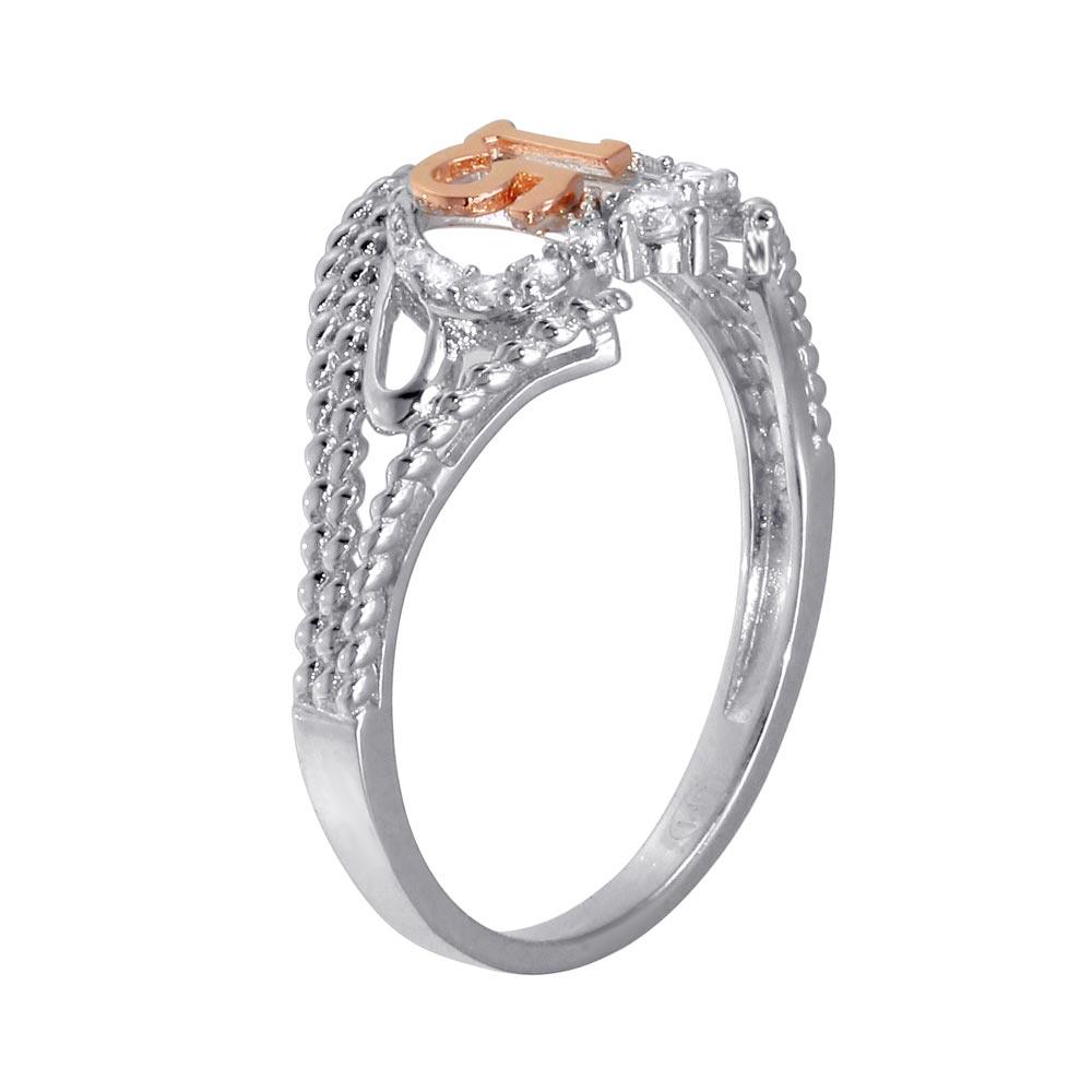 Rhodium Plated 925 Sterling Silver CZ Quinceanera Flower 2 Toned CZ Ring - GMR00302RHR