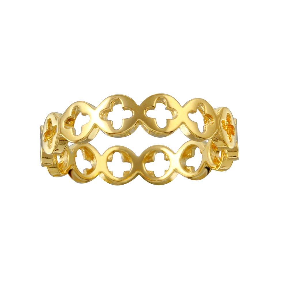 Silver 925 Gold Plated Open Cross Disc Link Ring - GMR00322GP | Silver Palace Inc.