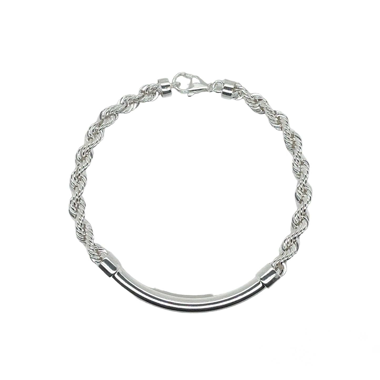 925 Sterling Silver Hollow Rope Round Bar 4mm Bracelet  - CHHB012