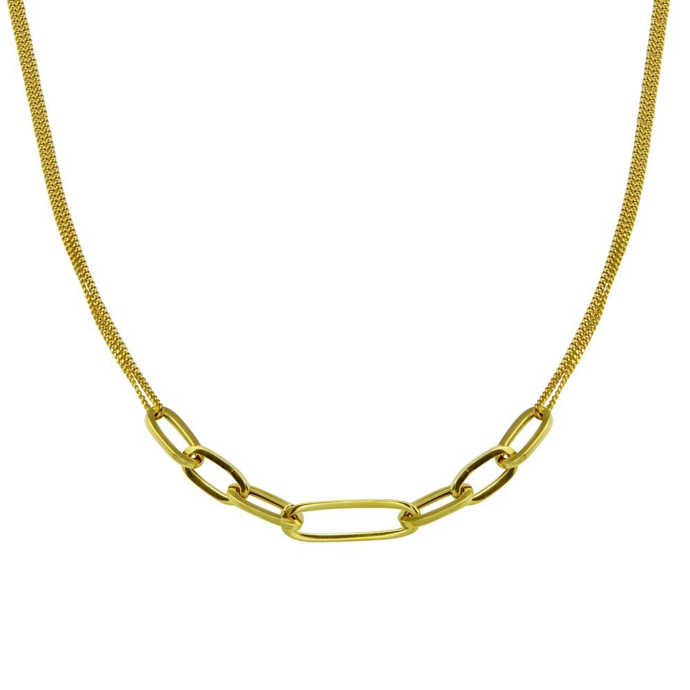 Silver 925 Gold Plated Cuban Paperclip Chain Necklace - ITN00151-GP | Silver Palace Inc.