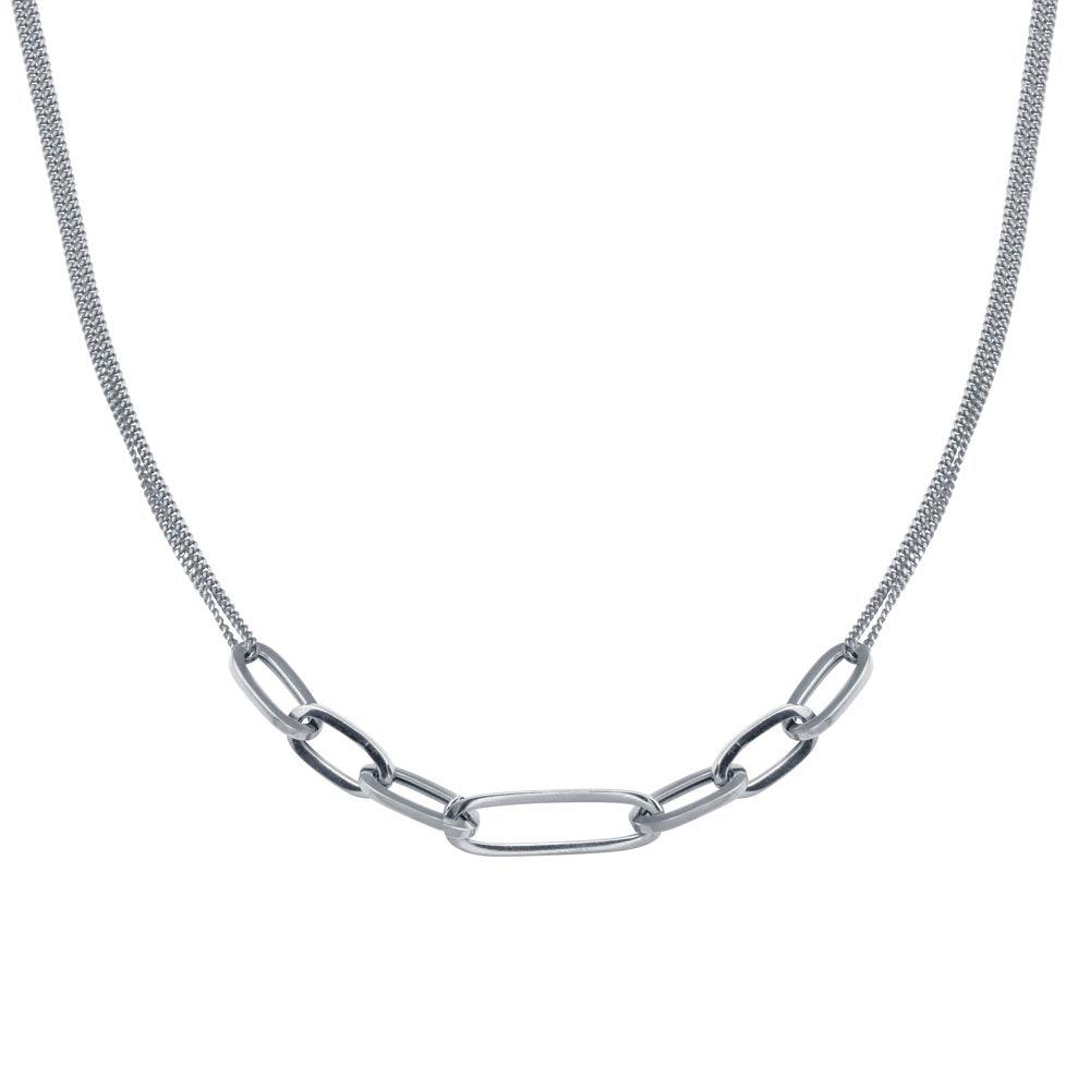Rhodium Plated 925 Sterling Silver Cuban Paperclip Chain Necklace - ITN00151-RH | Silver Palace Inc.