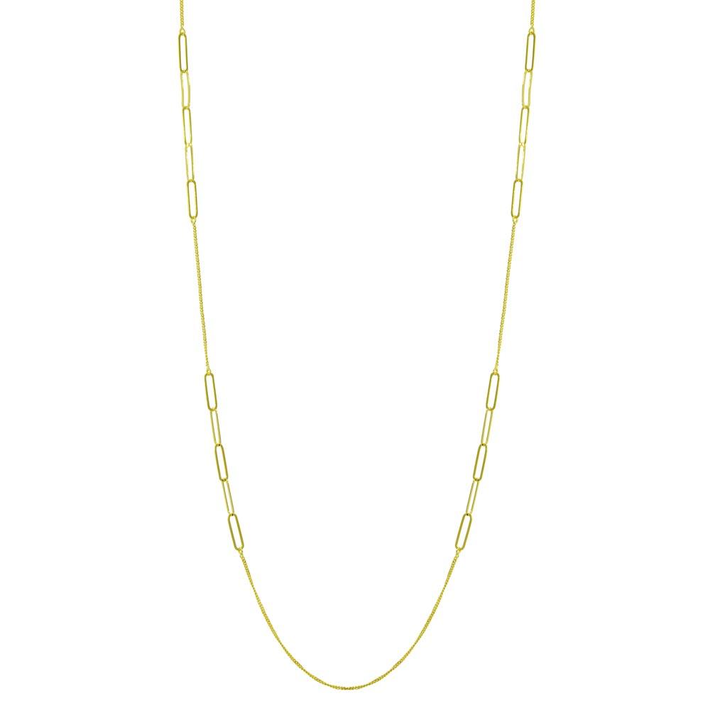 Silver 925 Gold Plated Paperclip Chain Necklace - ITN00152-GP | Silver Palace Inc.