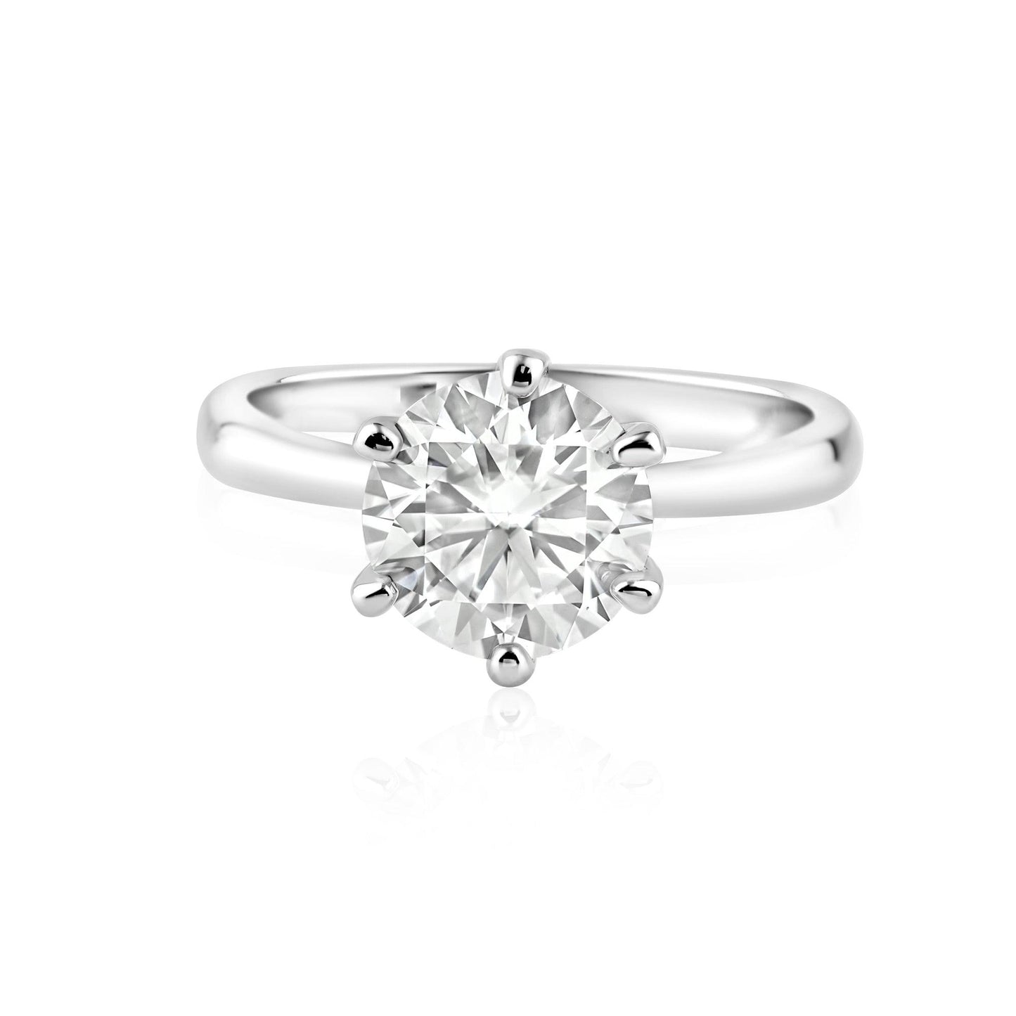 Rhodium Plated 925 Sterling Silver 5mm Round Lab Grown Diamond on Solitaire Engagement Ring - LGMR00001