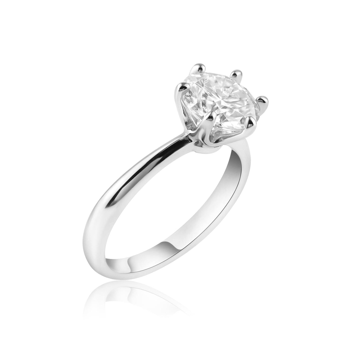 Rhodium Plated 925 Sterling Silver 2 Carat Moissanite Ring - MBGR00002