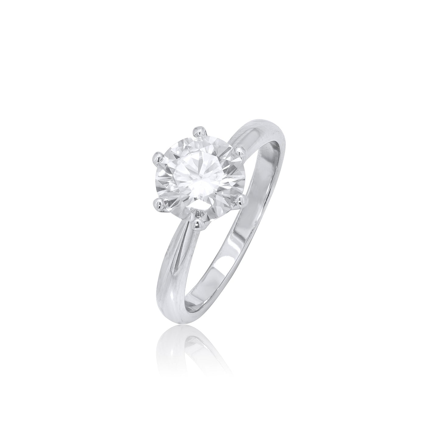 Rhodium Plated 925 Sterling Silver Moissanite Classic Solitaire 9.5mm Engagement Ring - MDGR00003