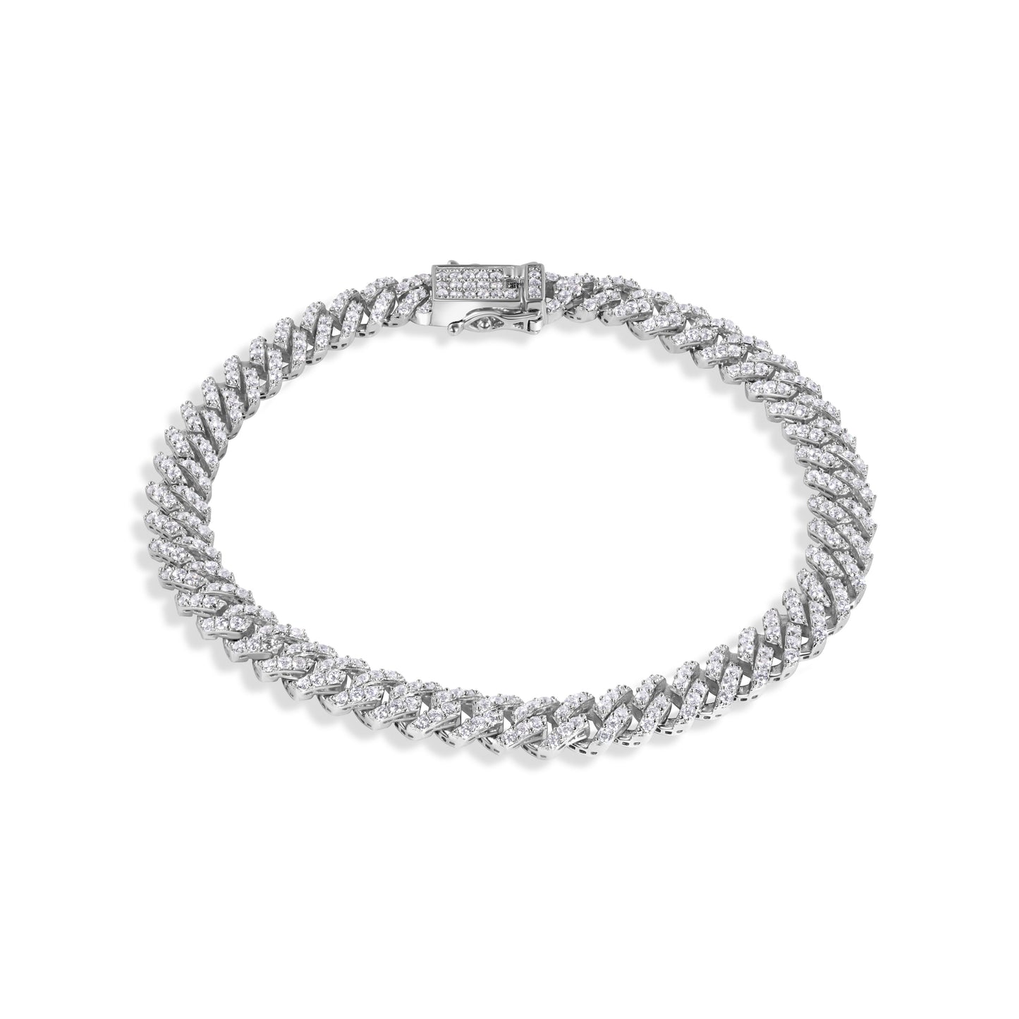 Rhodium Plated 925 Sterling Silver Monaco Moissanite Stone 5mm Bracelet - MGMB00129