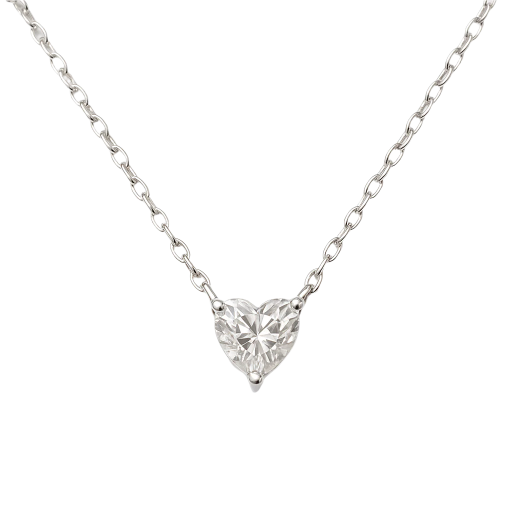 Rhodium Plated 925 Sterling Silver Moissanite Heart Pendant Adjustable Necklace - MPAN0004 | MPAN0005 | MPAN0006 | MPAN0007 | MPAN0008