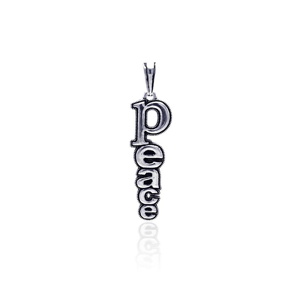 Silver 925 Oxidized Peace Pendant - OXP00004 | Silver Palace Inc.