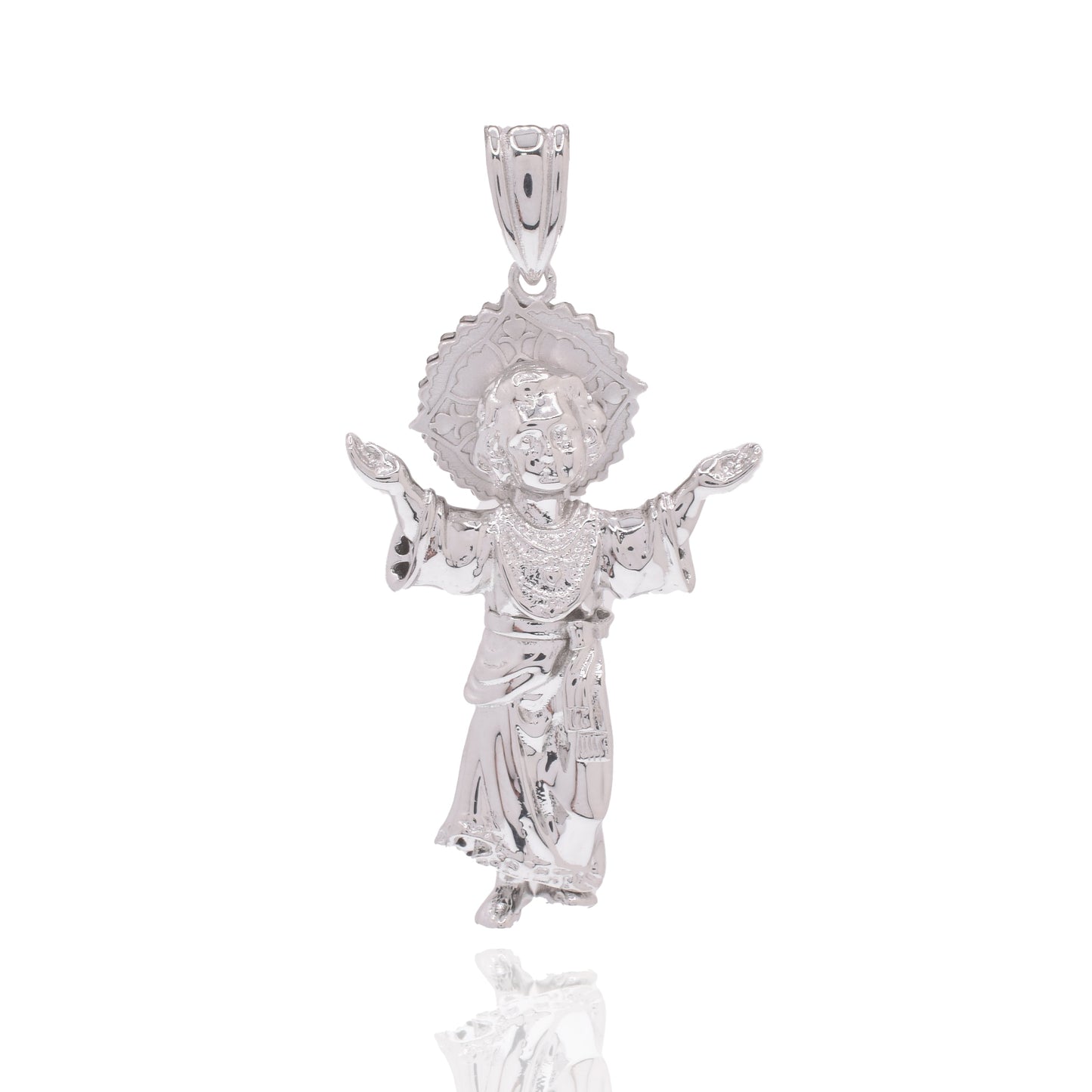 Rhodium Plated 925 Sterling Silver Saint Jude 32mm x 52mm Pendant - GMP00198