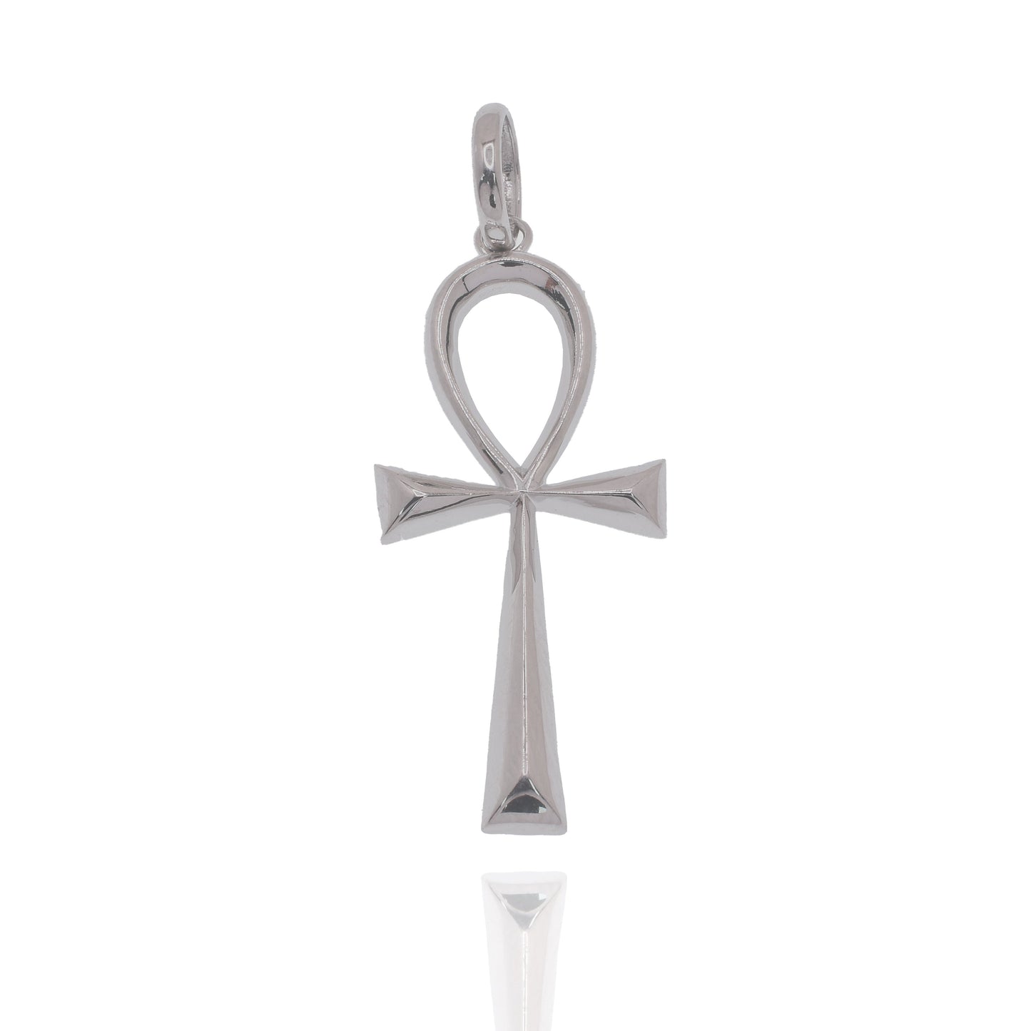 Rhodium Plated 925 Sterling Silver The Ankh Cross 16mm x 33mm Pendant - GMP00205