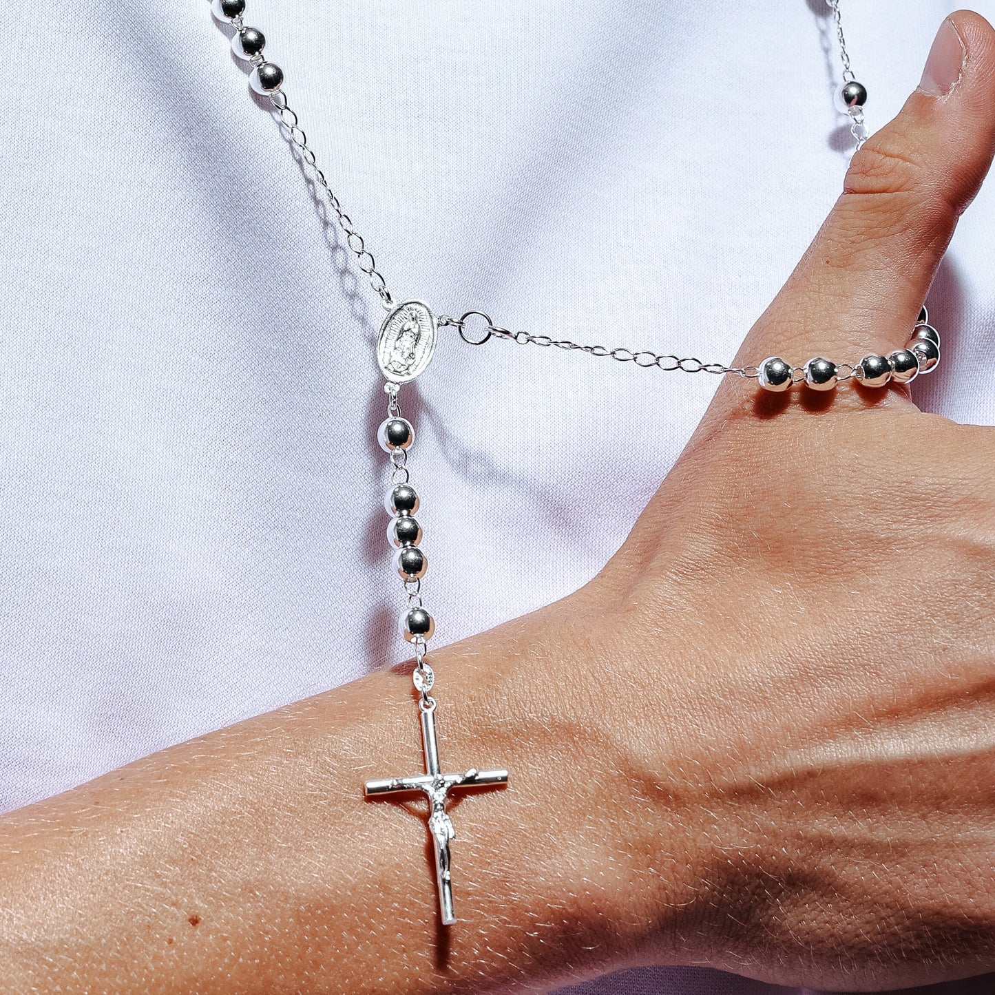 High Polished 925 Sterling Silver Rosary 6mm - RJP00008