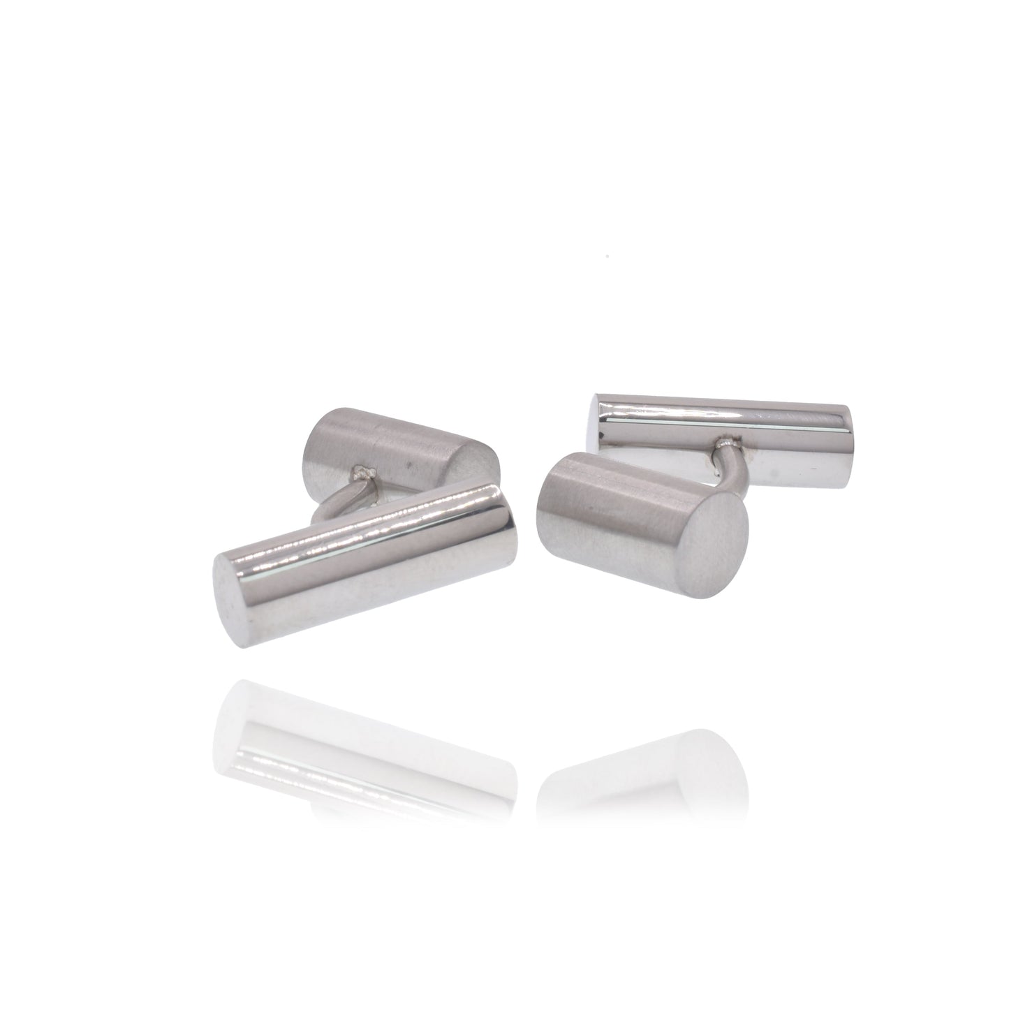 Rhodium Plated Stainless Steel Round Bar 18mm x 5mm Cufflink - SCU00005