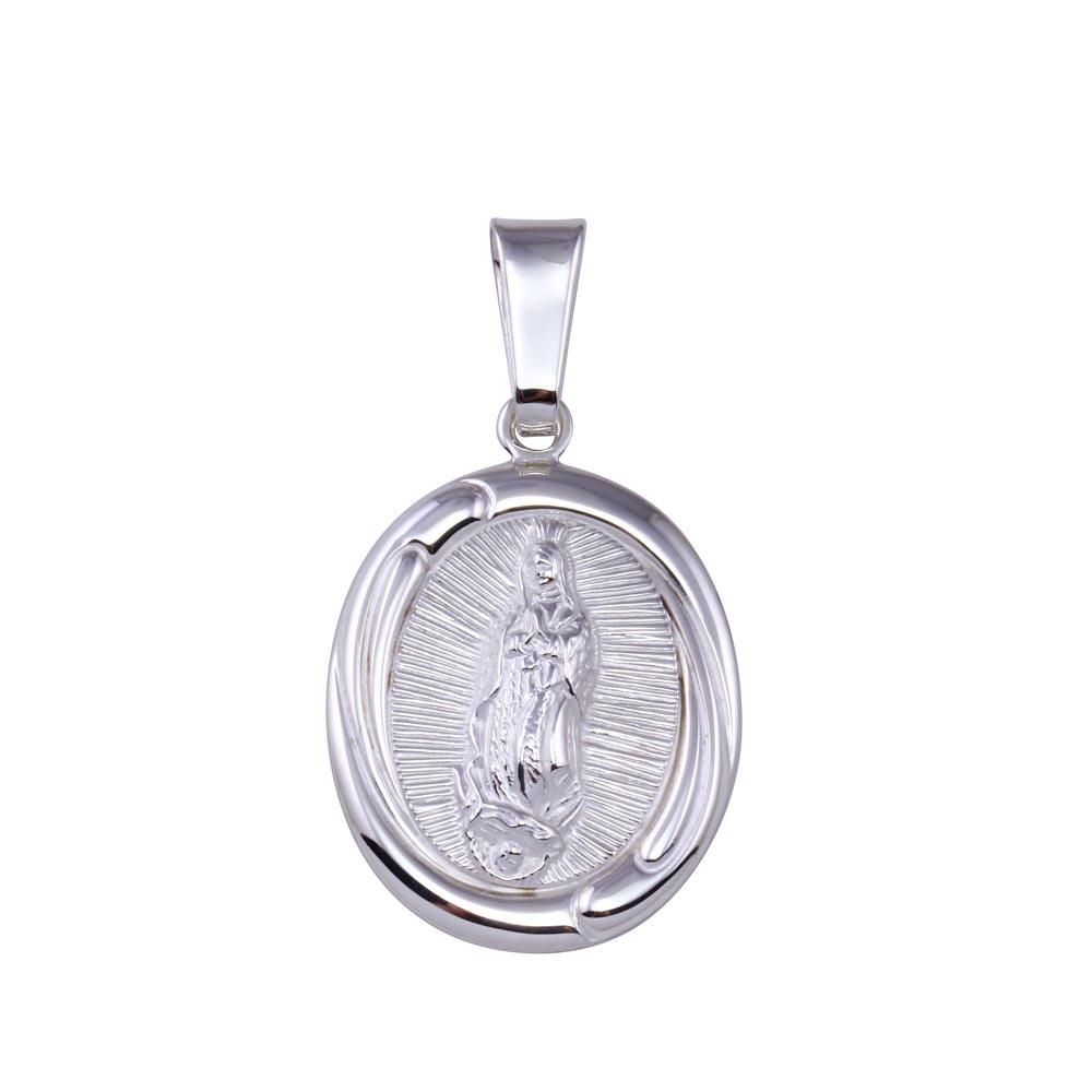 Silver 925 High Polished Nuestra Señora de Guadalupe Oval Pendant - SOP00175 | Silver Palace Inc.