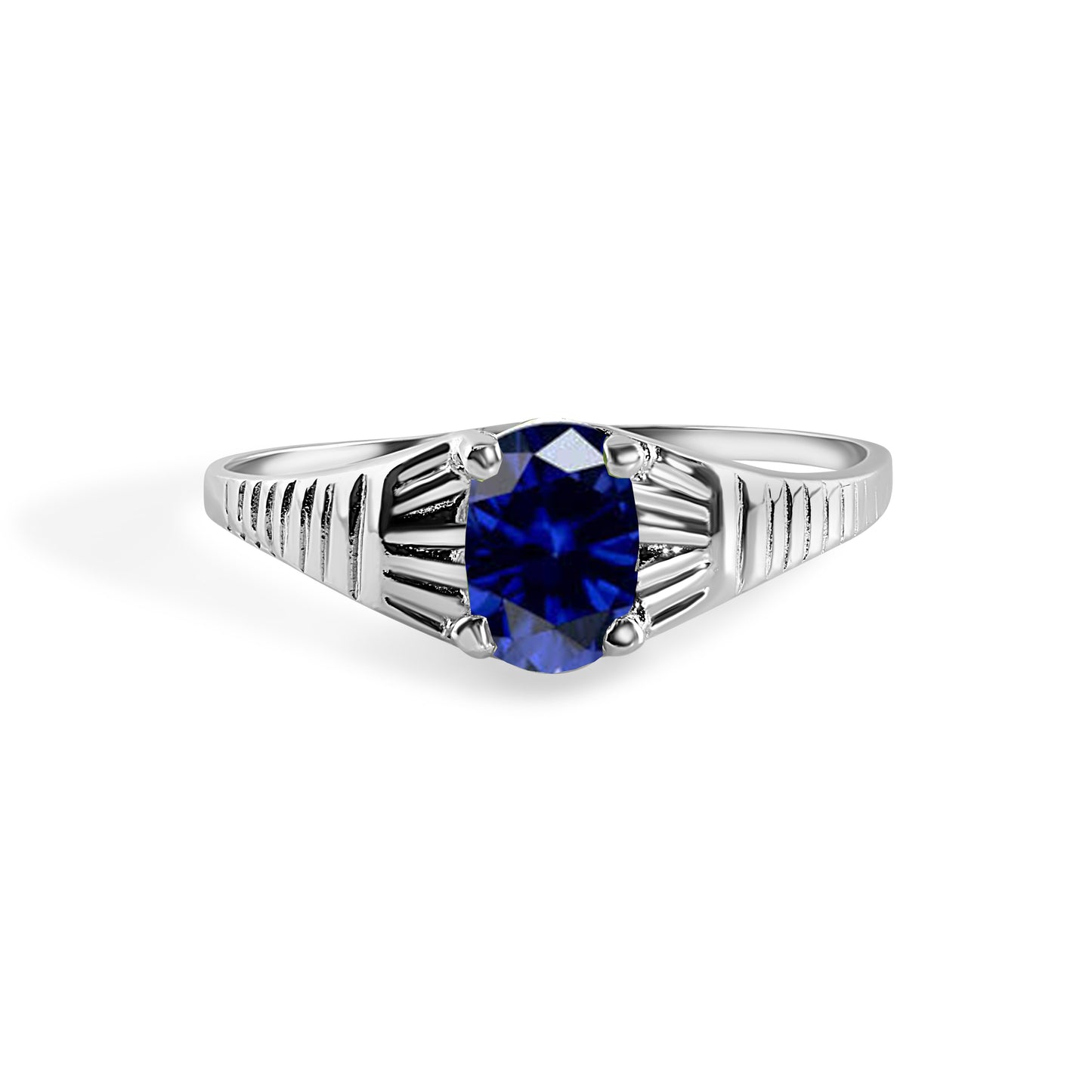 Rhodium Plated 925 Sterling Silverr Rigid Birthstone Ring- SPR00005