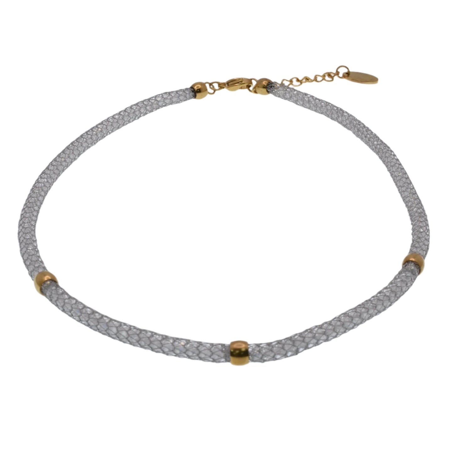 Stainless Steel Mesh Gold Color Bead Adjustable 4.5mm Necklace - SSC00020