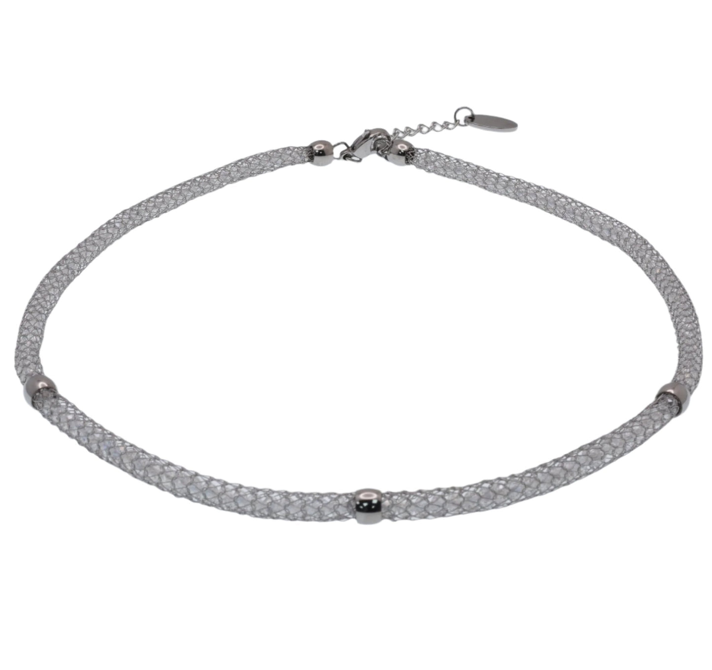 Stainless Steel Mesh Silver Color Bead Adjustable 4.5mm Necklace - SSC00022