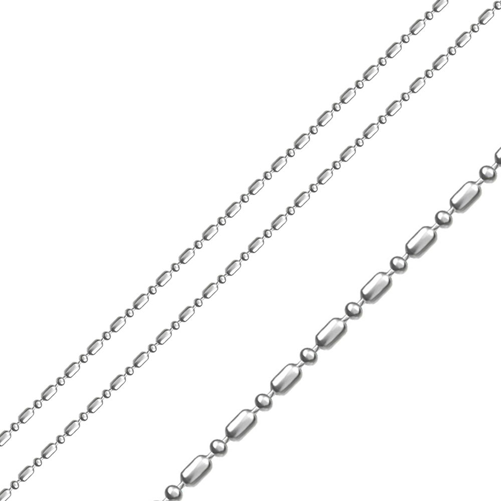 Rhodium Plated Stainless Steel 1.5 MM Bead & Bar Link Chain Necklace - SSC053