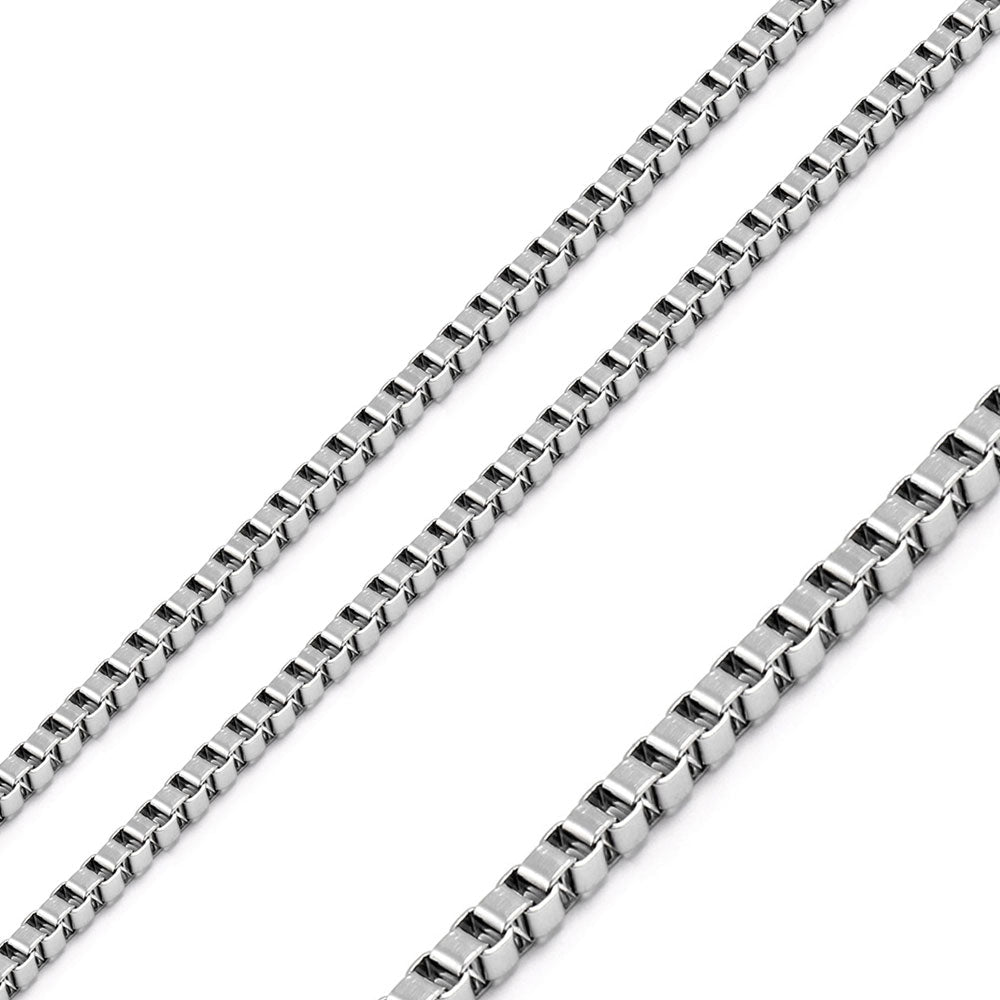 Rhodium Plated Stainless Steel 1.5 MM Box Link Chain Necklace - SSC078