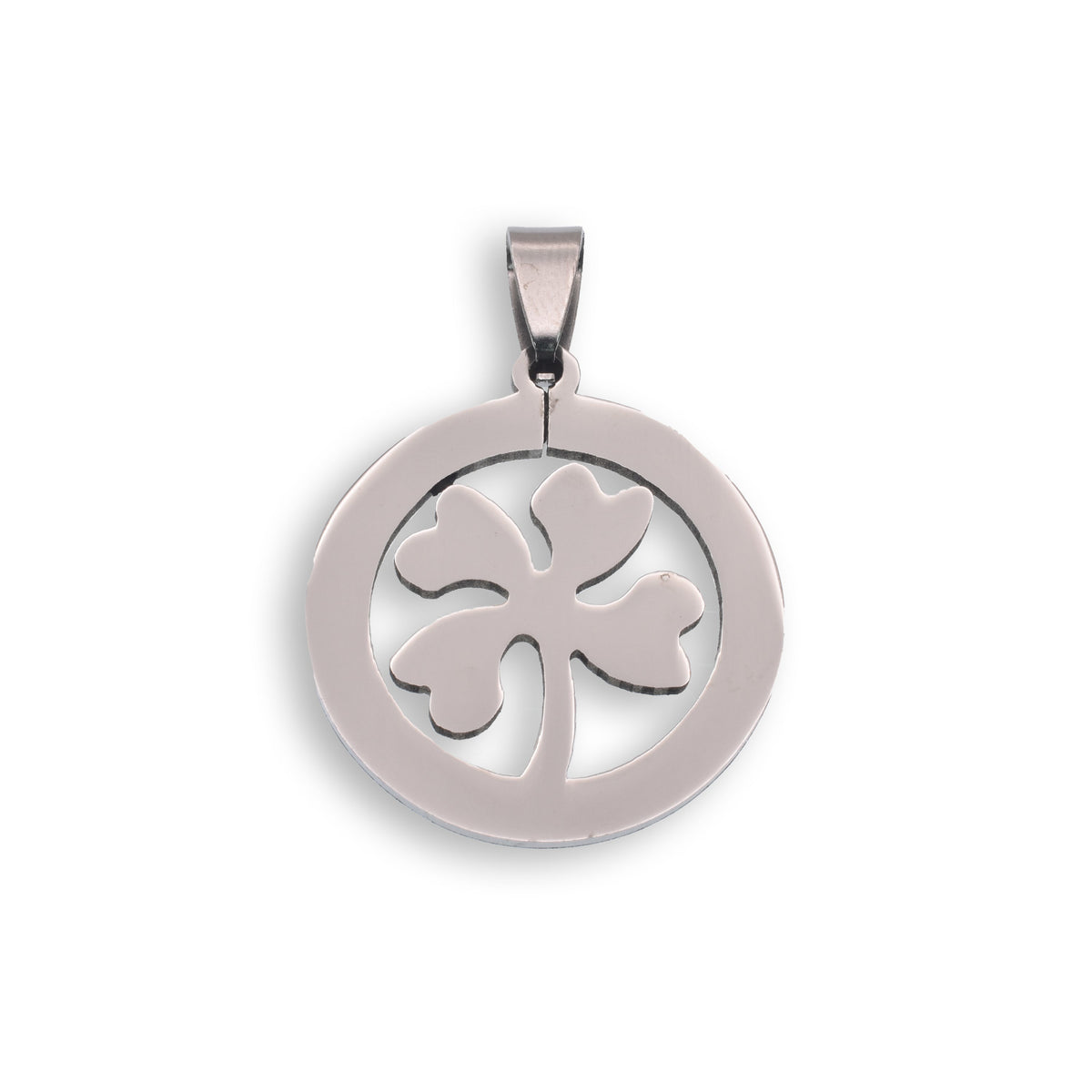 Rhodium Plated Stainless Steel Four Leaf Clover Pendant - SSP00043