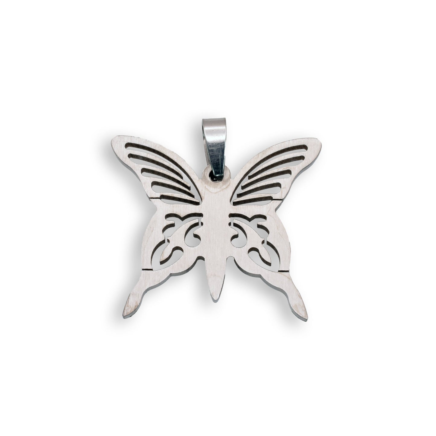 Rhodium Plated Stainless Steel ButterflyPendant - SSP00044